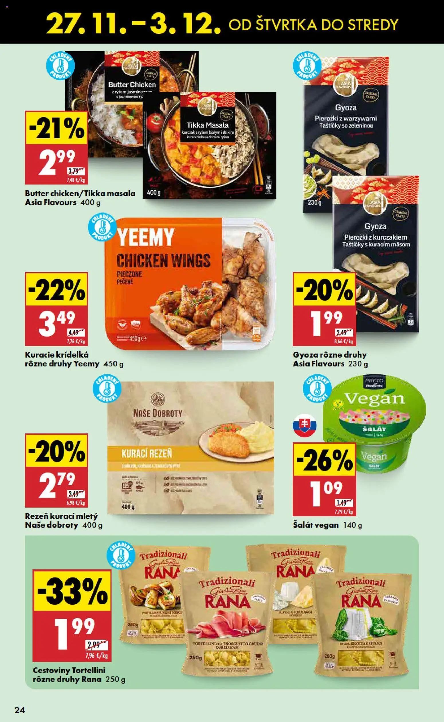 Nové Biedronka akcie – leták je platný od 27.11.2025 | Strana: 24 | Produkty: Cestoviny, Šalát