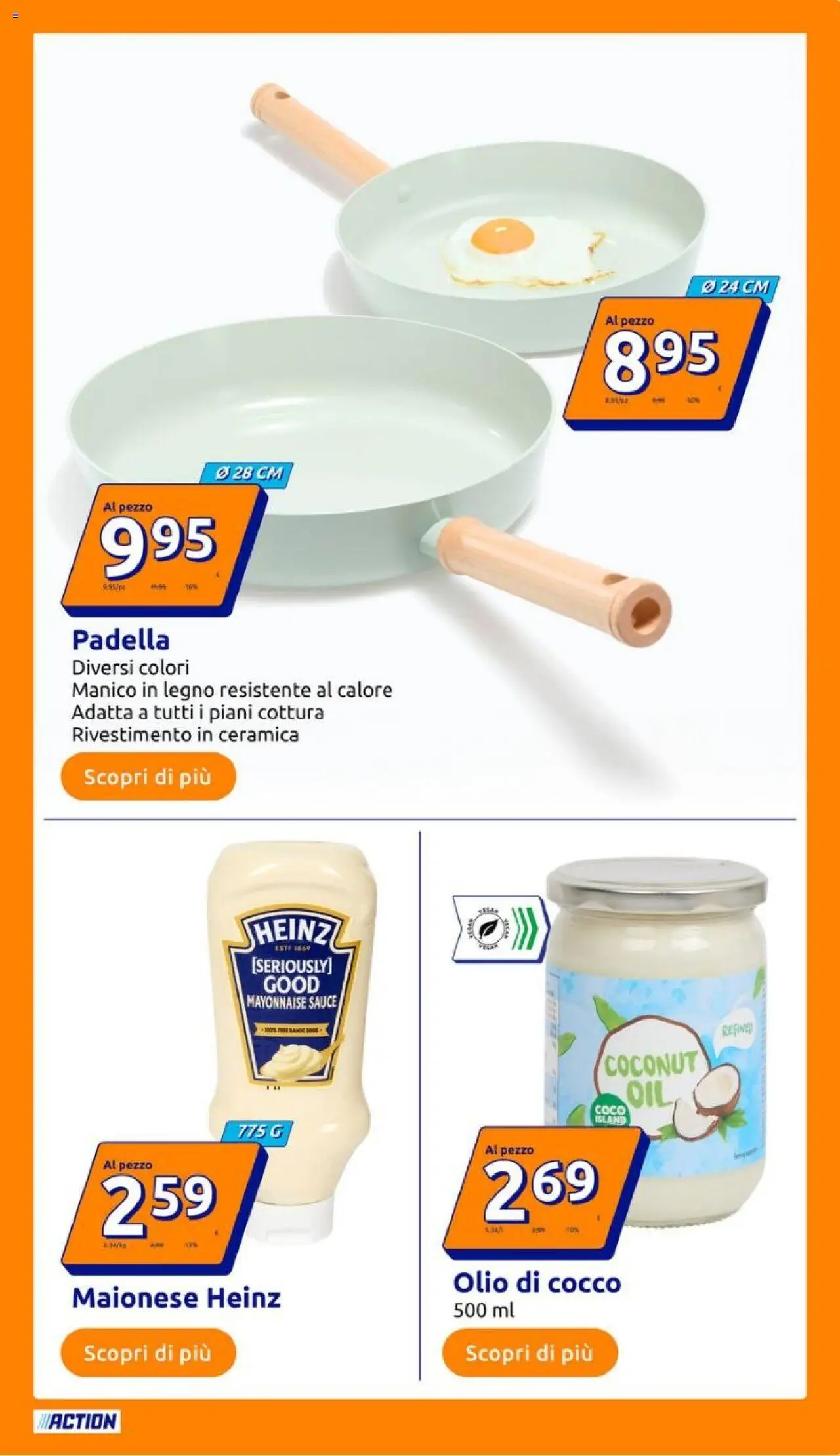 Volantino Action del 30.07.2025 | Pagina: 13 | Prodotti: Maionese, Olio, Cocco, Padella