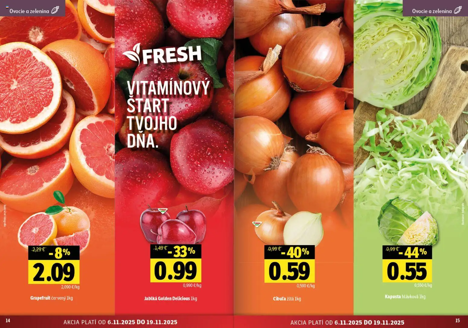 Nové Fresh akcie – leták je platný od 06.11.2025 | Strana: 8 | Produkty: Kapusta, Jablká, Grapefruit, Ovocie