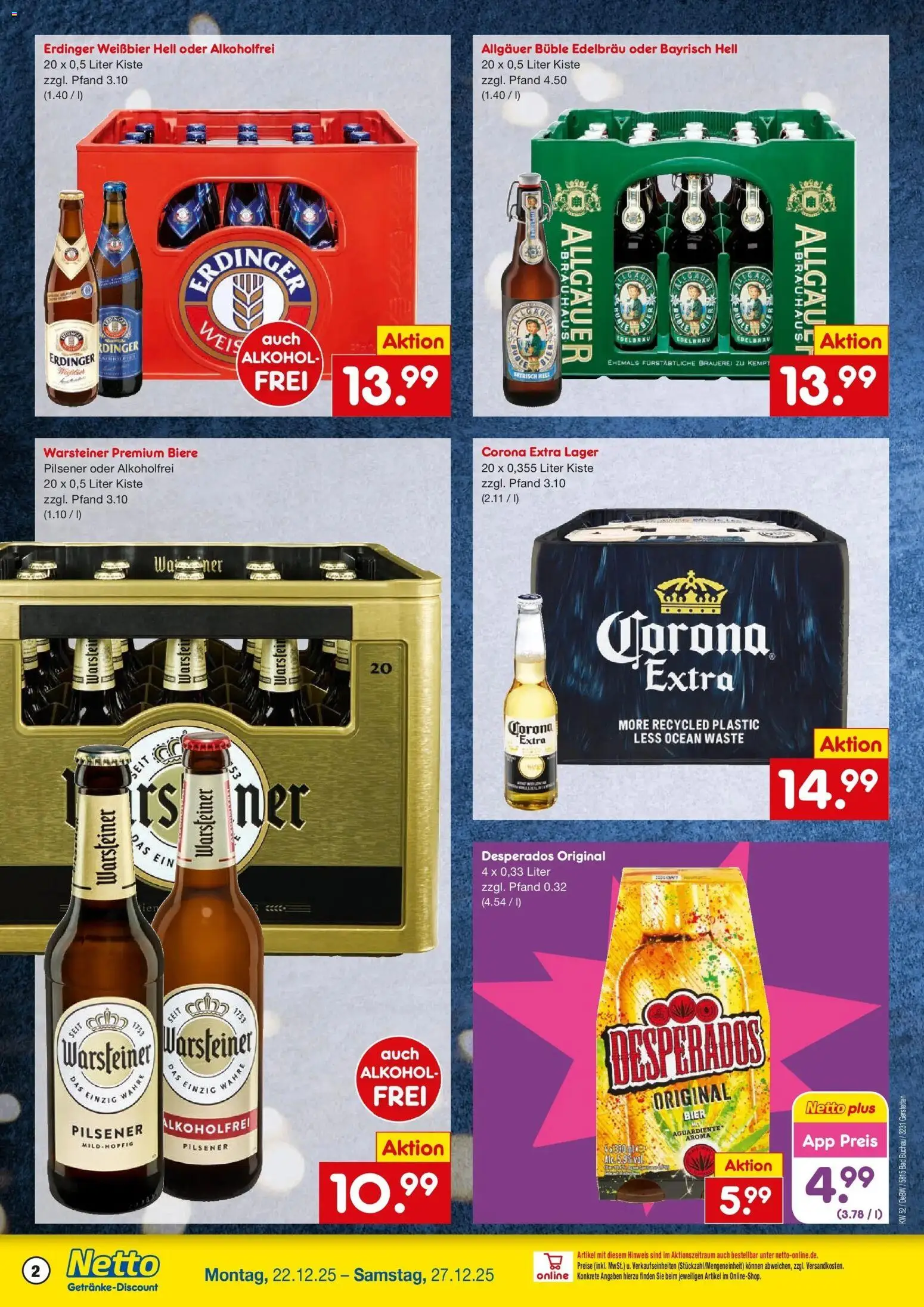 Netto Marken-Discount prospekt Gerstetten	 – gültig ab 22.12.2025 | Seite: 2 | Produkte: Erdinger, Bier, Weißbier, Desperados