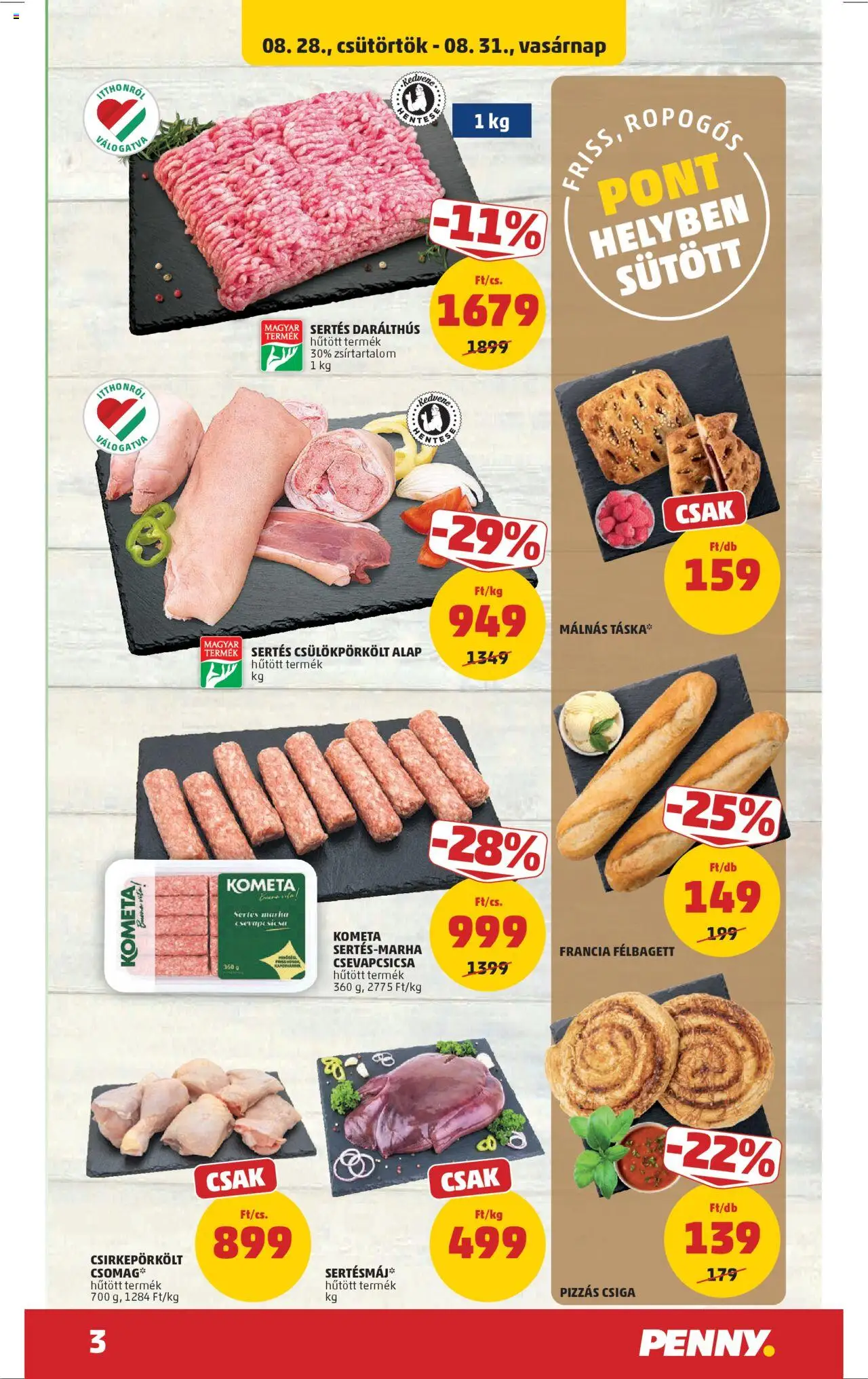 PENNY akciós ujság - amely érvényes a következő dátumtól: 28.08.2025 | Oldal: 3 | Termékek: Táska, Pizza