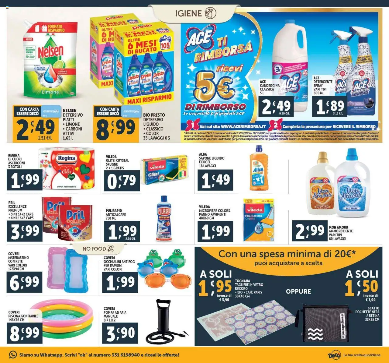 Volantino Decò del 29.07.2025 | Pagina: 19 | Prodotti: Anticalcare, Sgrassatore, Acqua, Tagliere