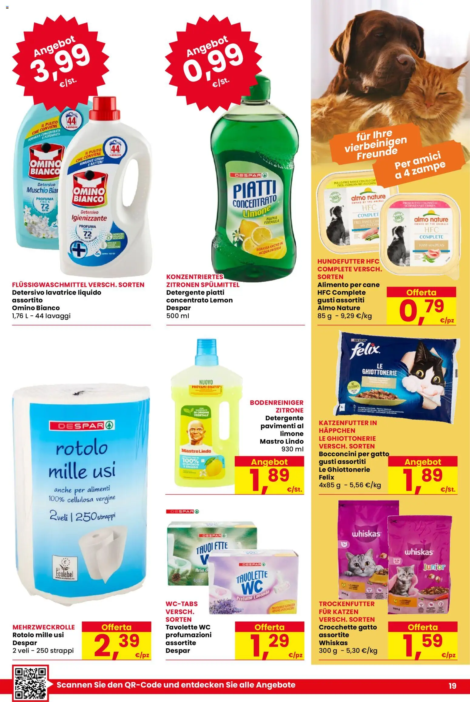 Volantino Despar del 22.01.2026 | Pagina: 19 | Prodotti: Lavatrice, The, Crocchette gatto, WC