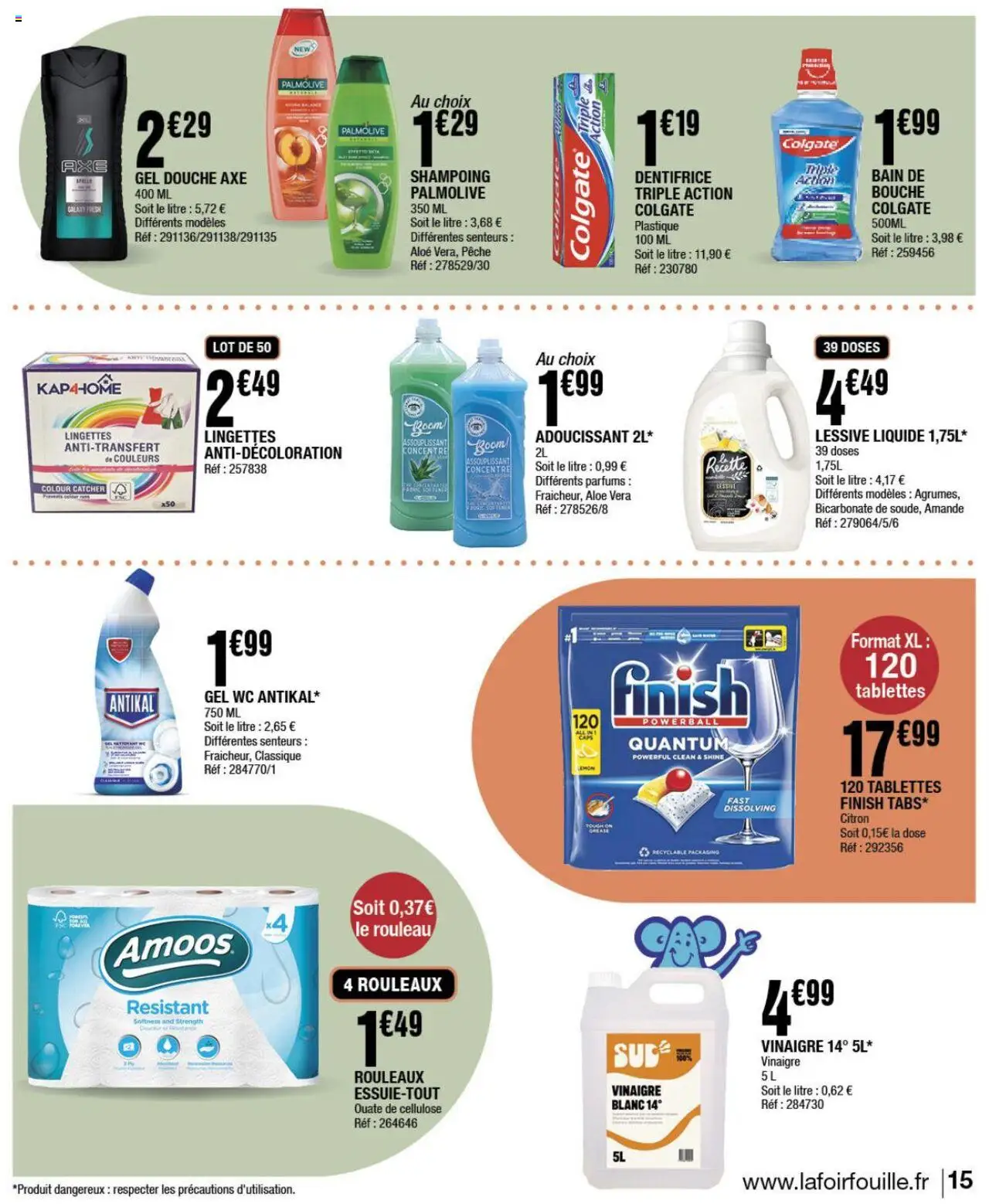  | Page: 15 | Produits: Amande, Lessive Liquide, Adoucissant, Douche