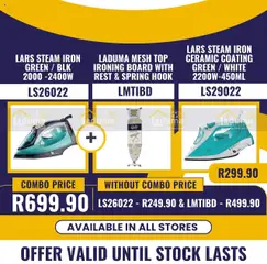New Laduma Hardware catalogue – valid from 04.09.2025 | Page: 2 | Products: Iron, Ironing board, Stock