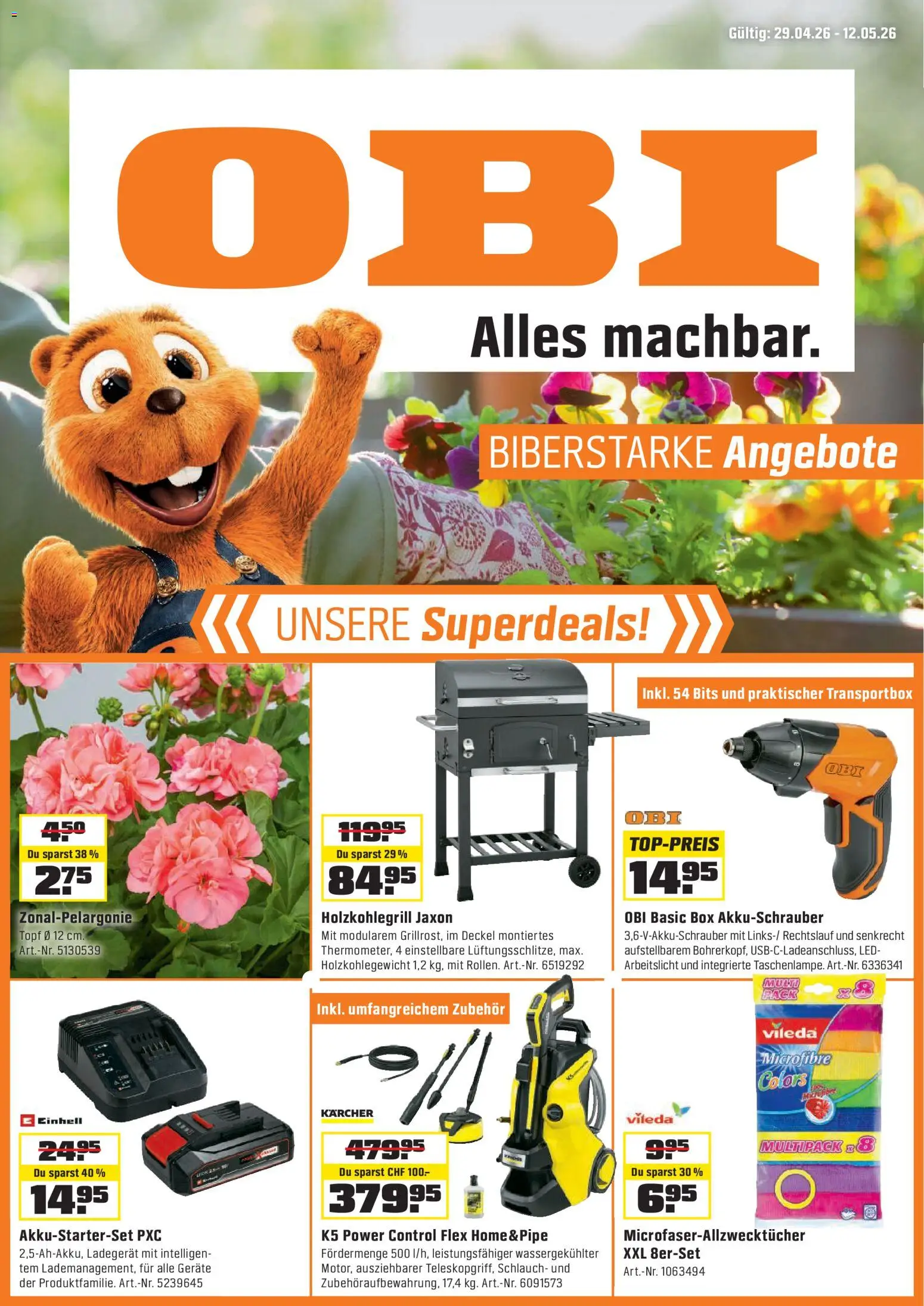OBI - ALLES MACHBAR. BIBERSTARKE ANGEBOTE. – gültig ab 28.04.2026 | Seite: 1 | Produkte: Box, Ladegerät