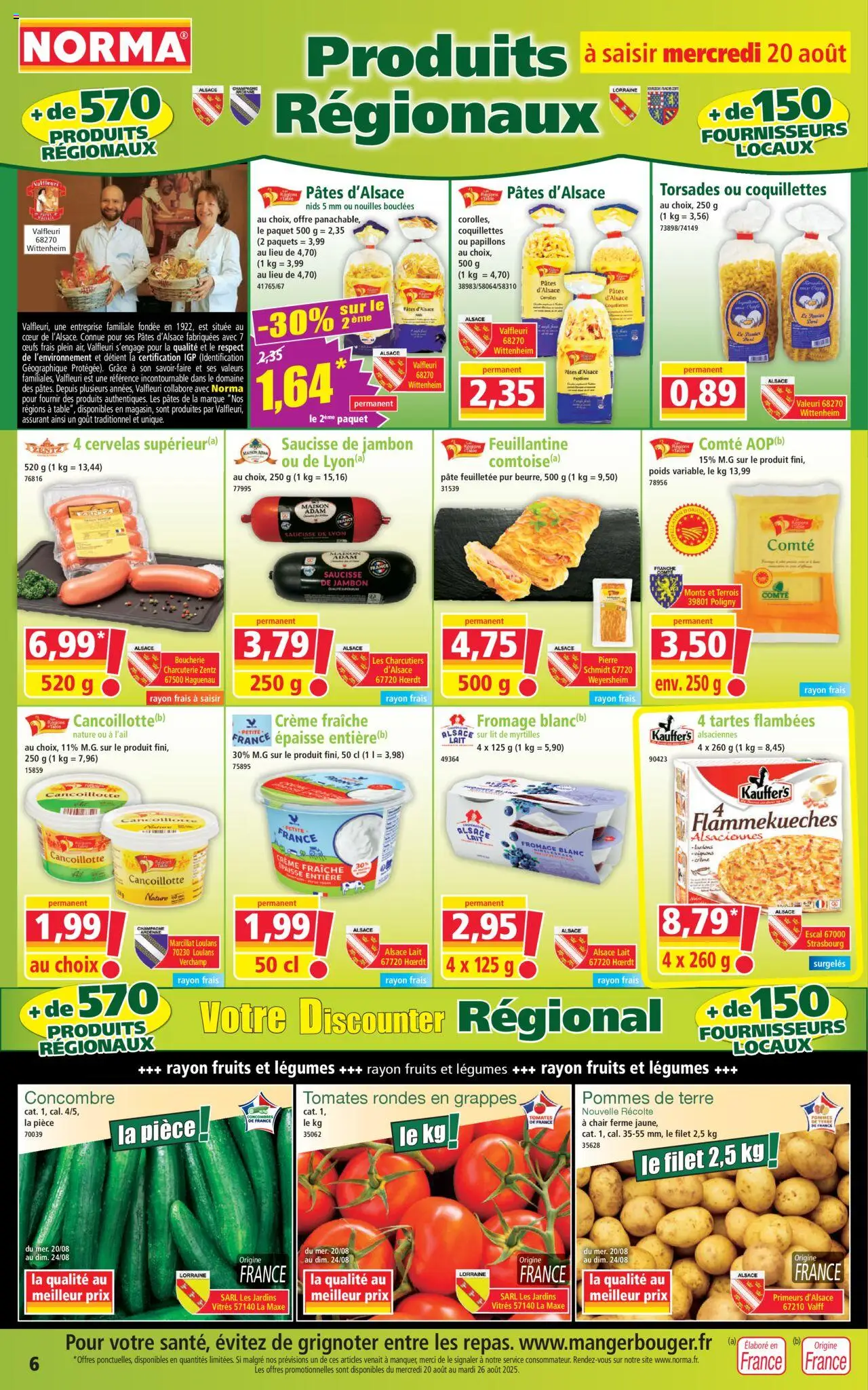  | Page: 6 | Produits: Jambon, Crème, Concombres, Pommes de terre