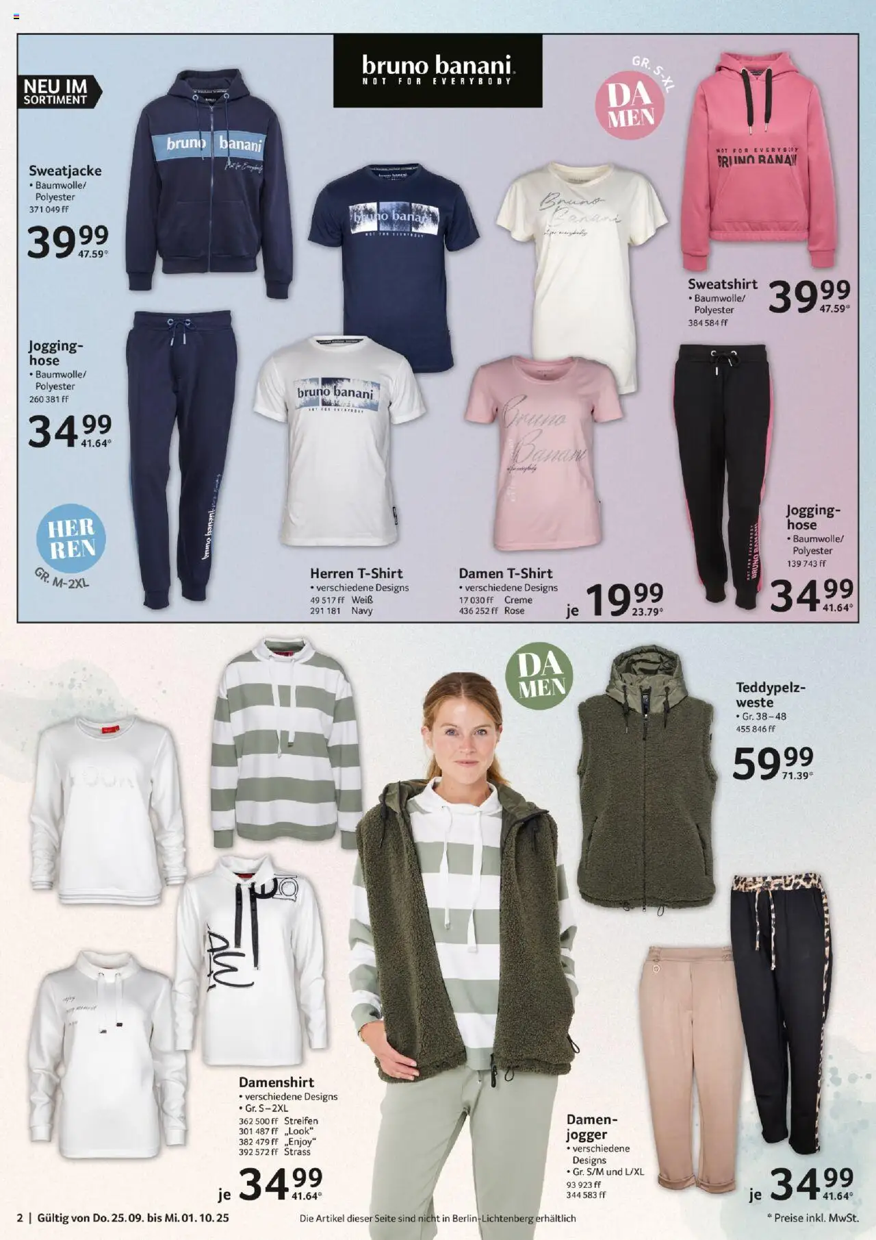 Selgros  Non Food – gültig ab 25.09.2025 | Seite: 2 | Produkte: Sweatjacke, Sweatshirt, Creme, Hose