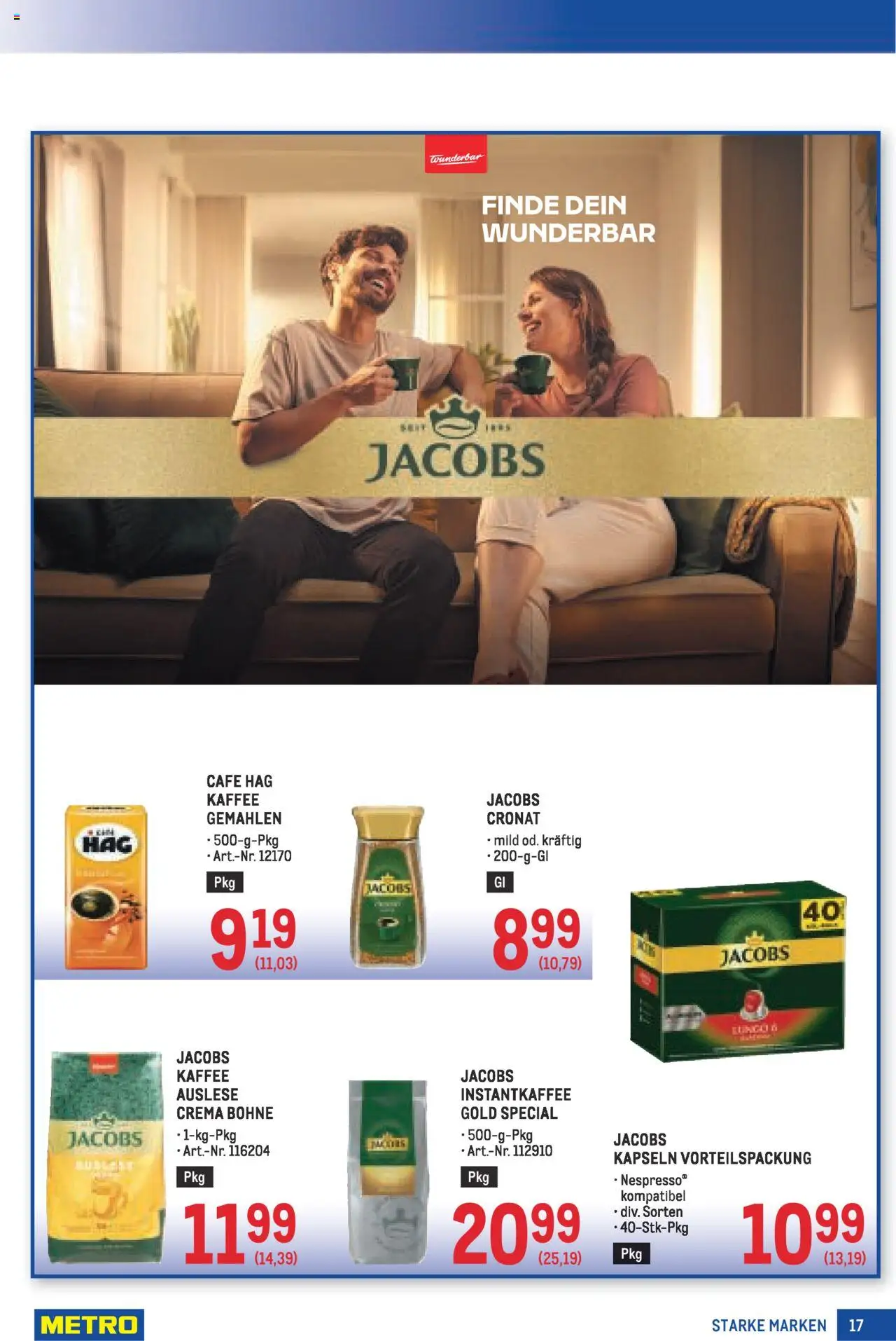 Metro Angebote Starke Marken gültig ab 21.08.2025 | Seite: 17 | Produkte: Kaffee