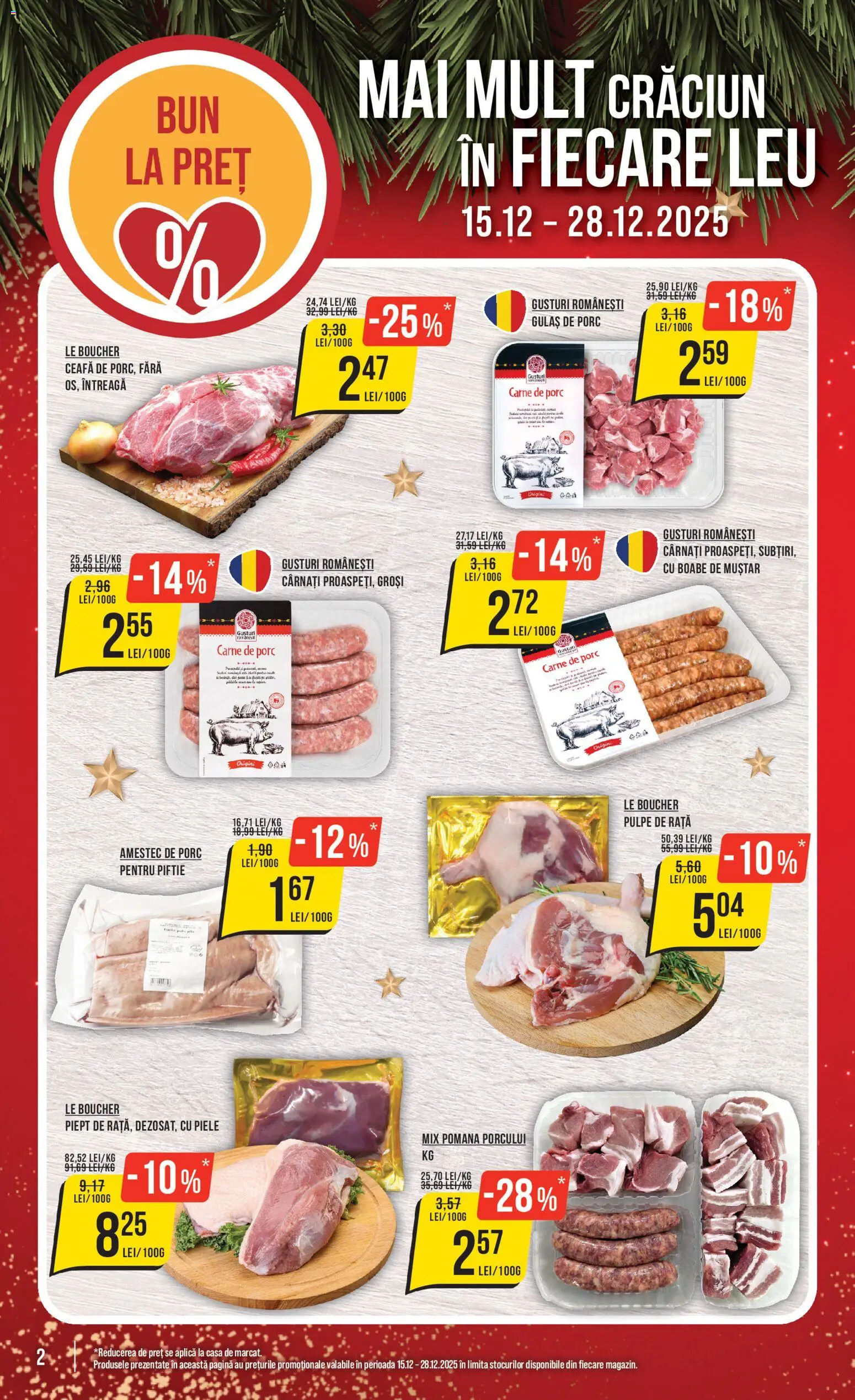 Noul catalog Mega Image – valabil de la 18.12.2025 | Pagină: 2 | Produse: Rață, Muștar, Gulaș, Cârnați