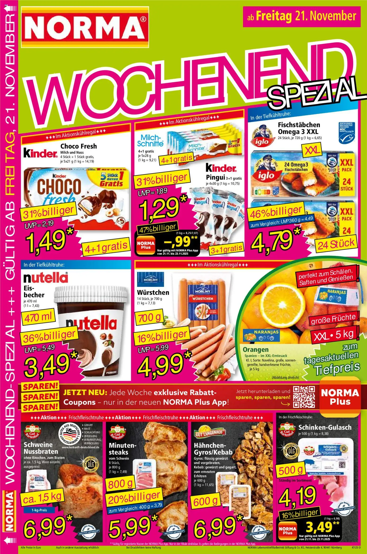 Norma - Black Friday – gültig ab 17.11.2025 | Seite: 18 | Produkte: Hahnchen, Nutella, Fischstabchen, Gulasch
