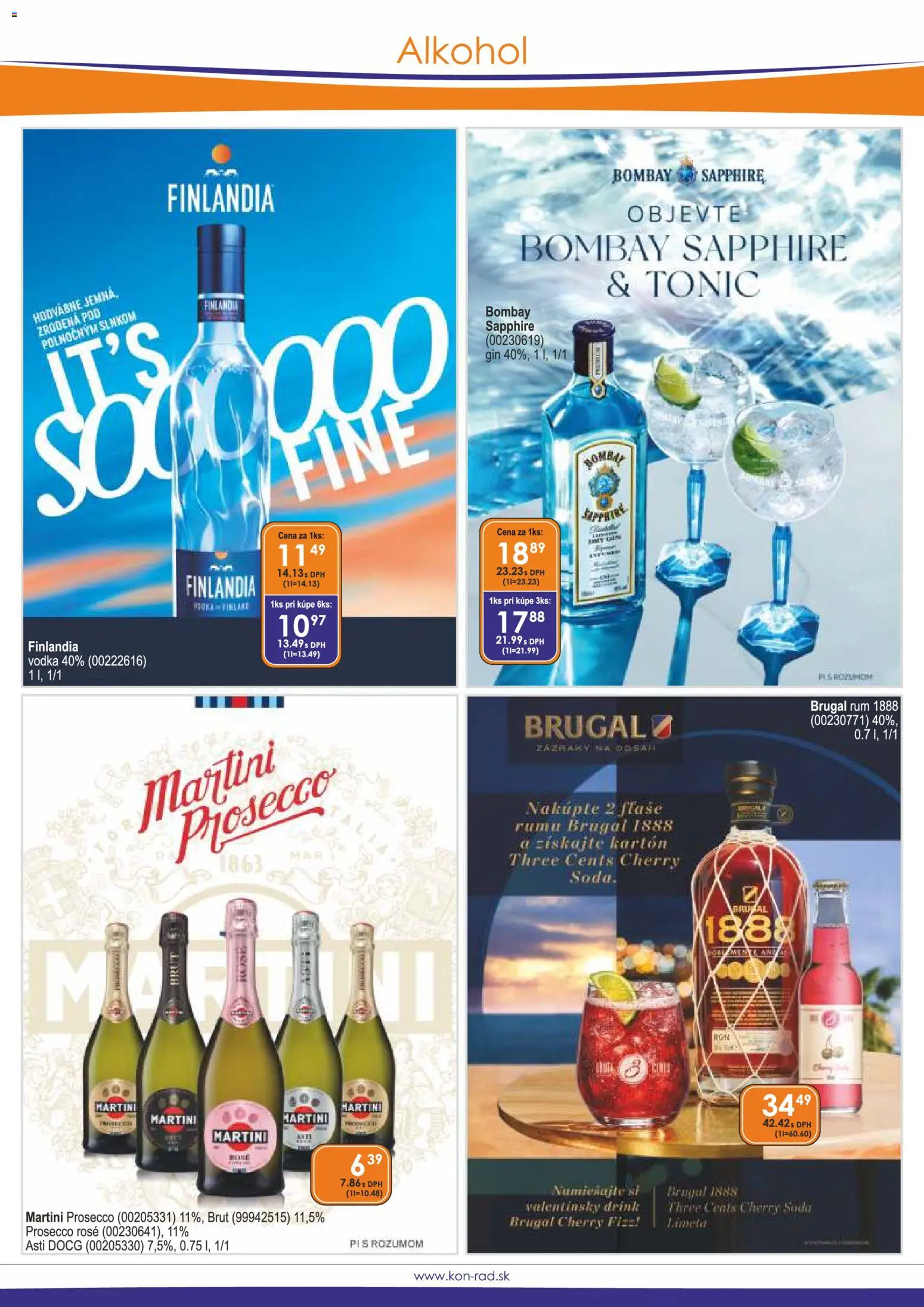 Nové KON - RAD akcie – leták je platný od 01.02.2026 | Strana: 3 | Produkty: Prosecco, Gin, Vodka, Finlandia