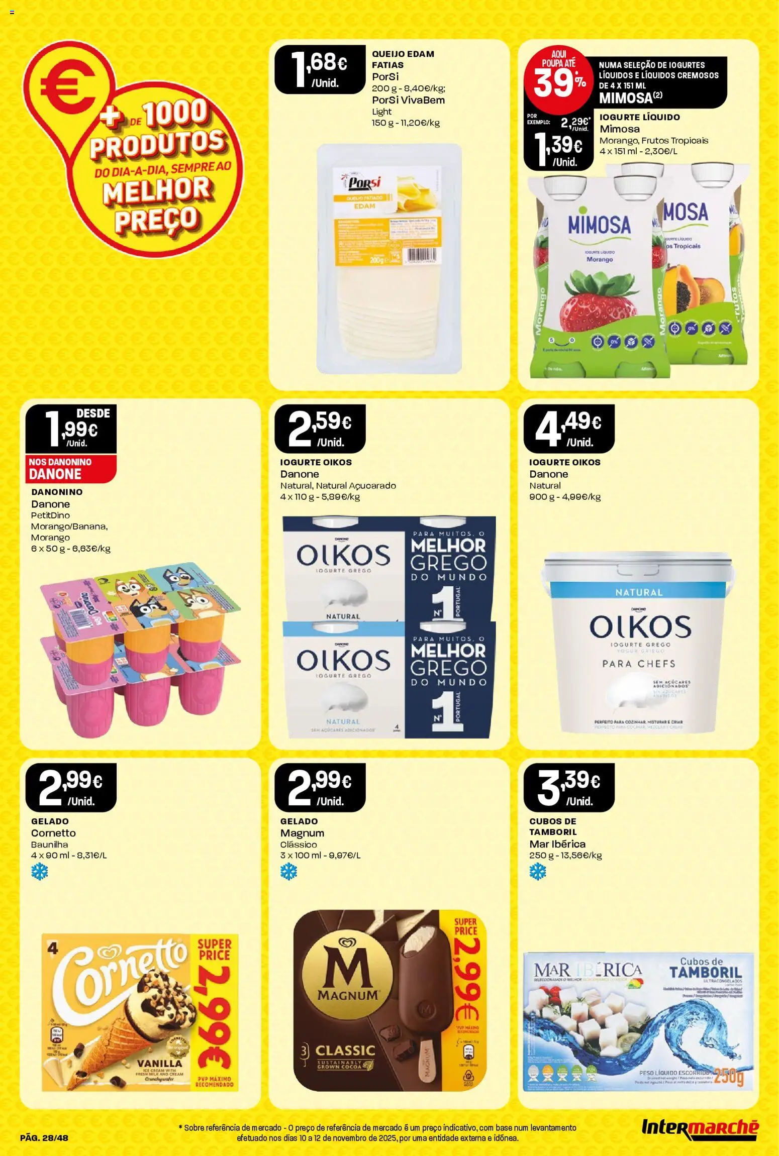 Intermarché folheto │ válido de 18.12.2025 | Página: 28 | Produtos: Iogurtes, Gelado, Queijo, Iogurte liquido