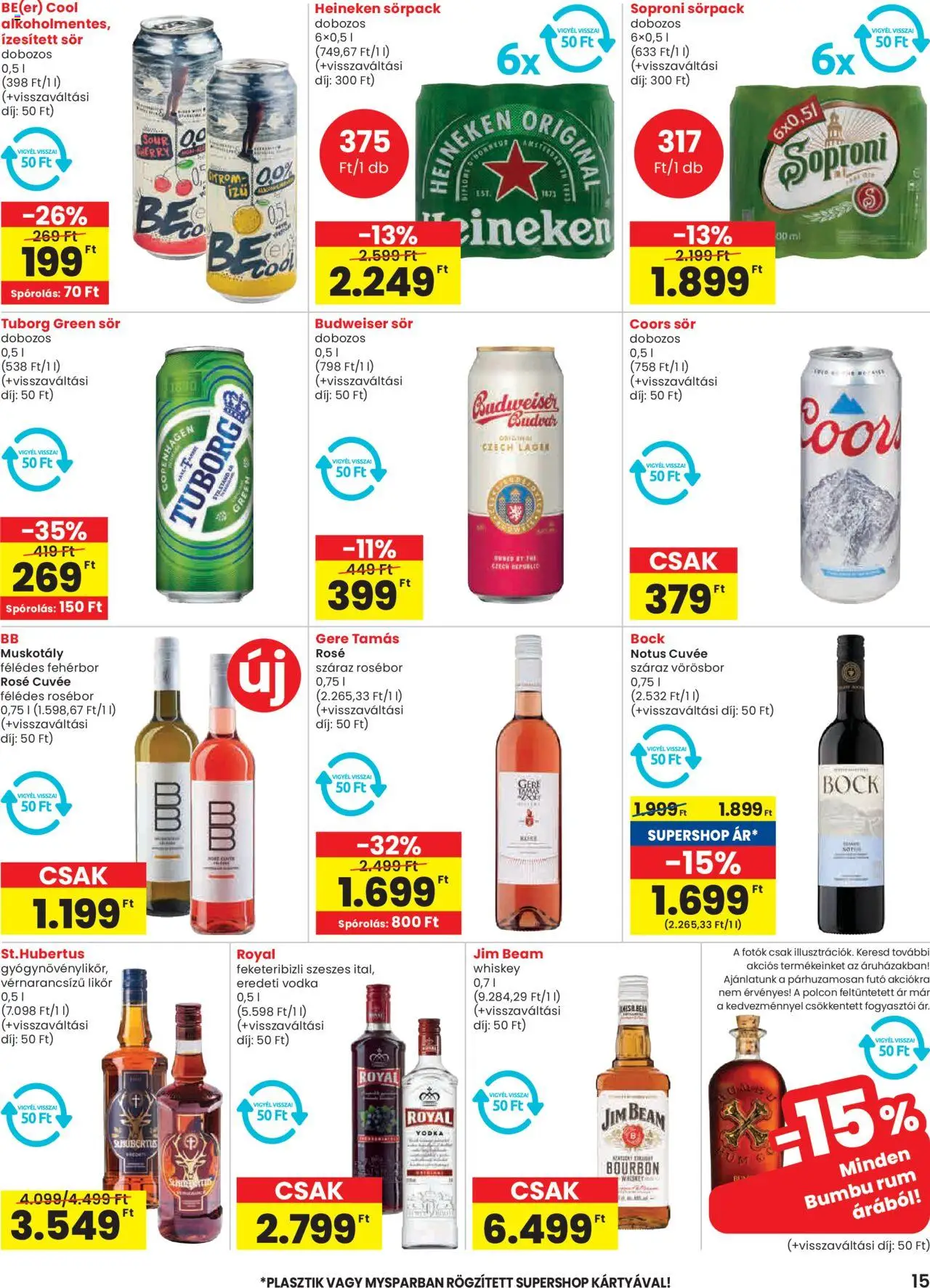 Spar akciós ujság - amely érvényes a következő dátumtól: 28.08.2025 | Oldal: 15 | Termékek: Whiskey, Budweiser, Dunje, Fehérbor