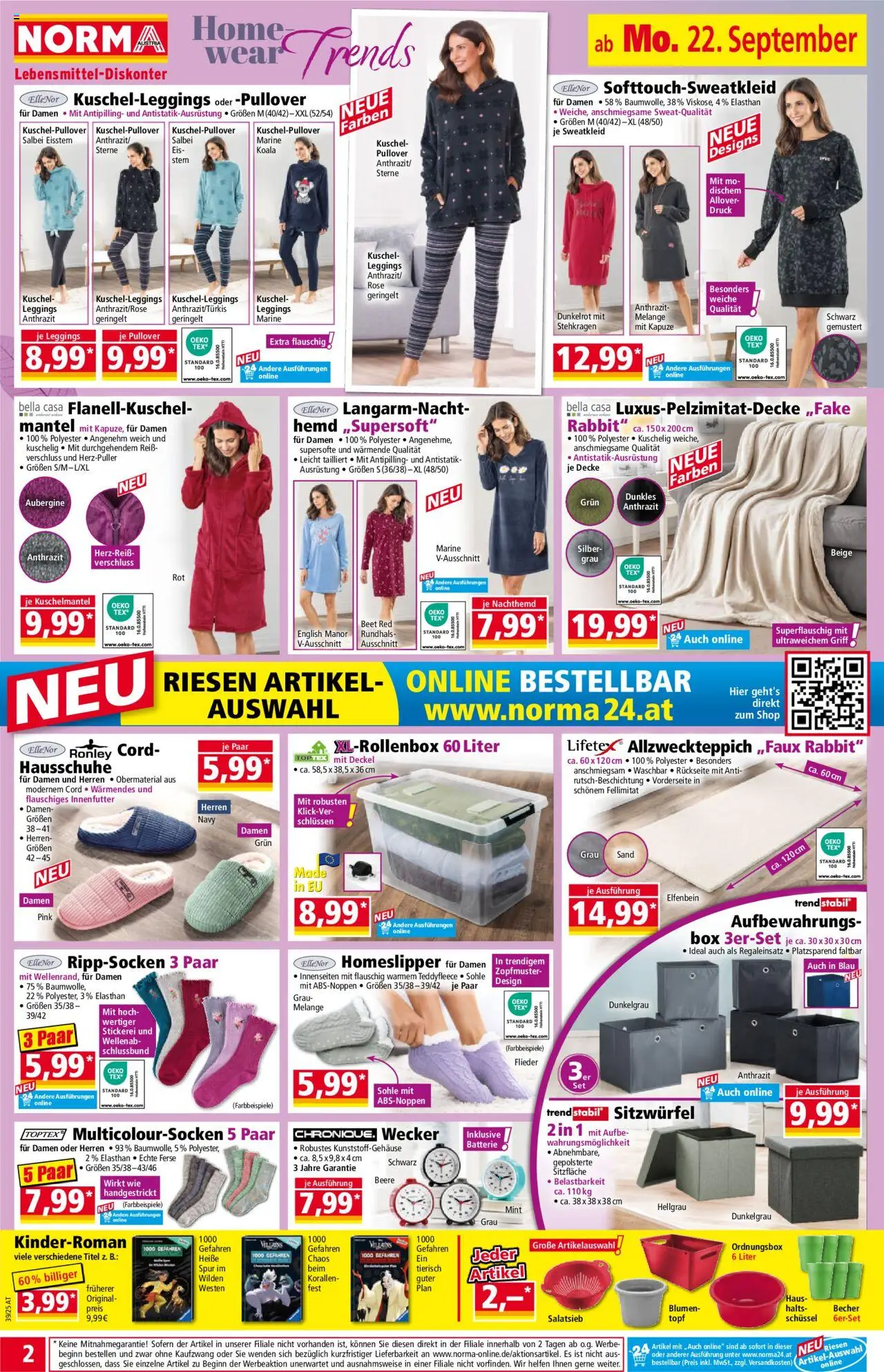 Norma Flugblatt gültig ab 22.09.2025 | Seite: 2 | Produkte: Pullover, Mantel, Wecker, Batterie