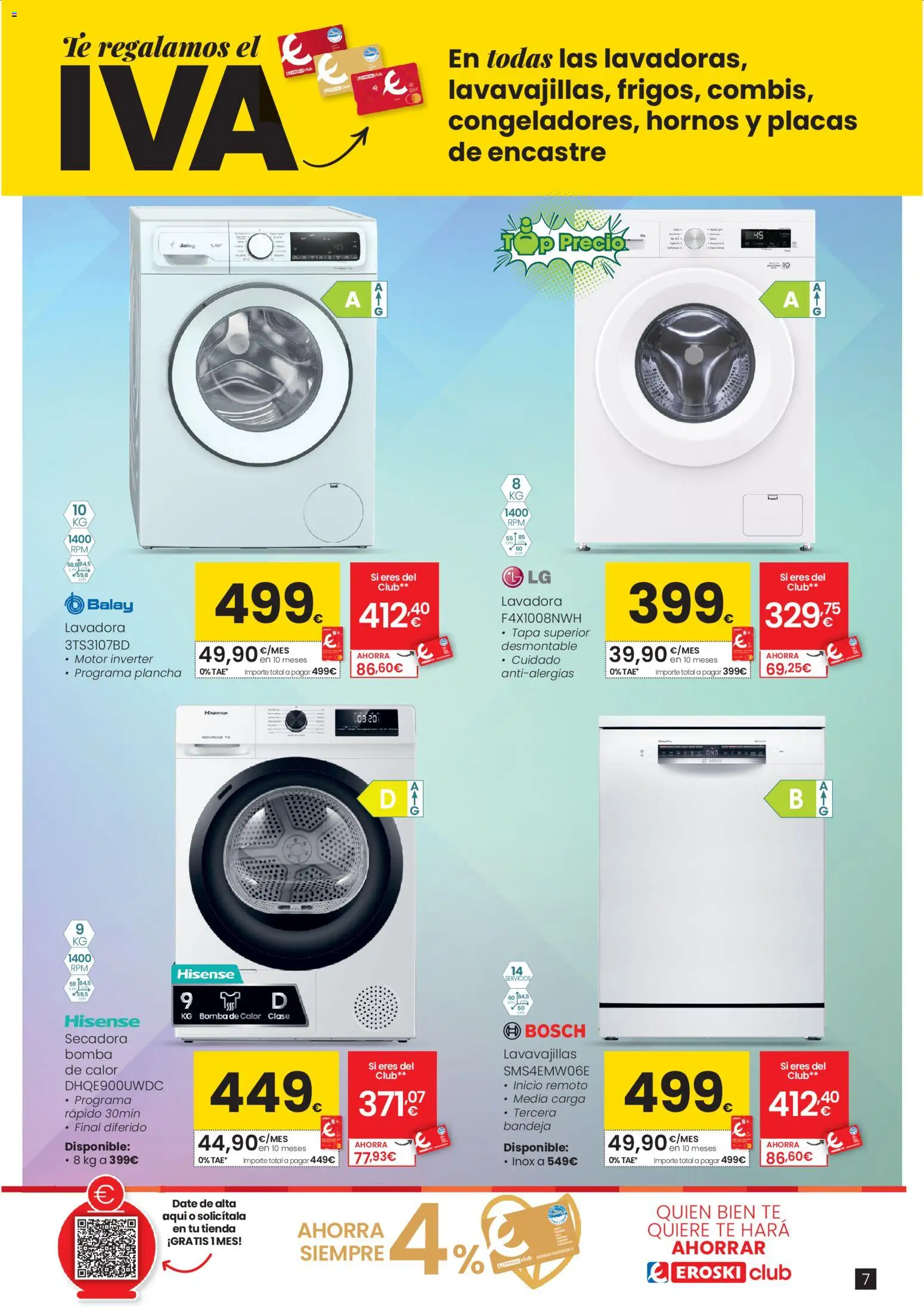 Eroski - Oh Qué tecno │ válido desde el 26.02.2026 | Página: 7 | Productos: Té, Lavadora, Plancha, Bandeja