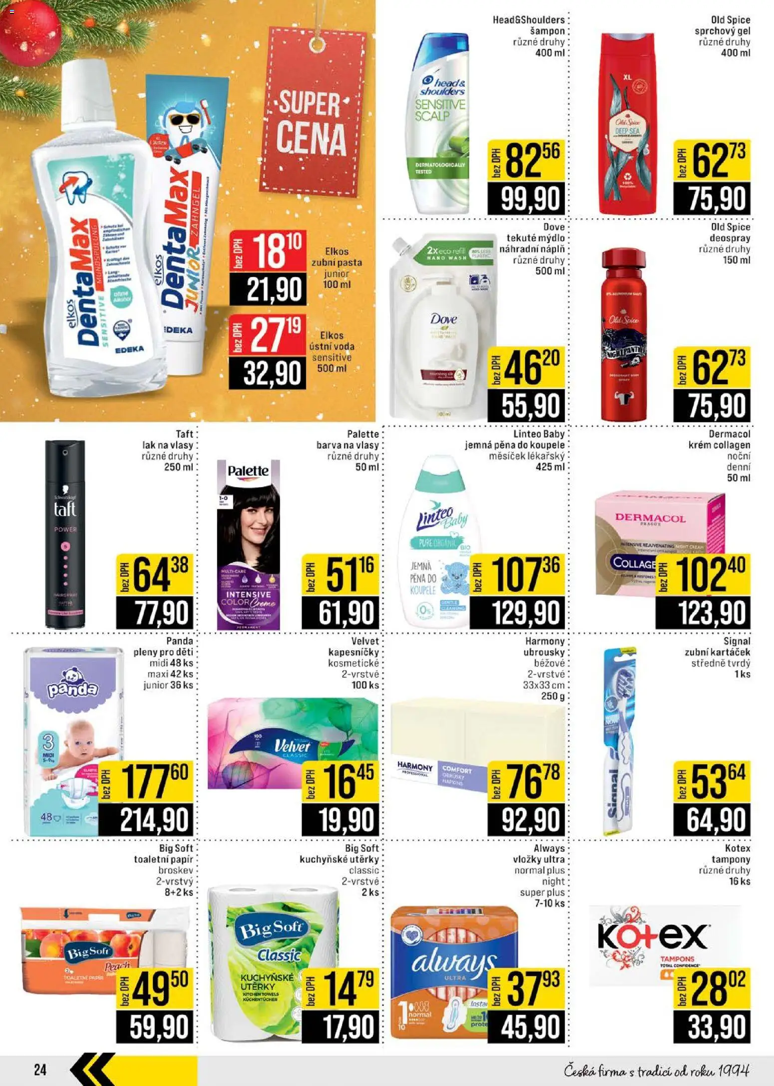 Jip leták - Cash & Carry od 17.12.2025 | Strana: 24 | Produkty: Zubní kartáček, Kuchyňské utěrky, Vložky, Old Spice