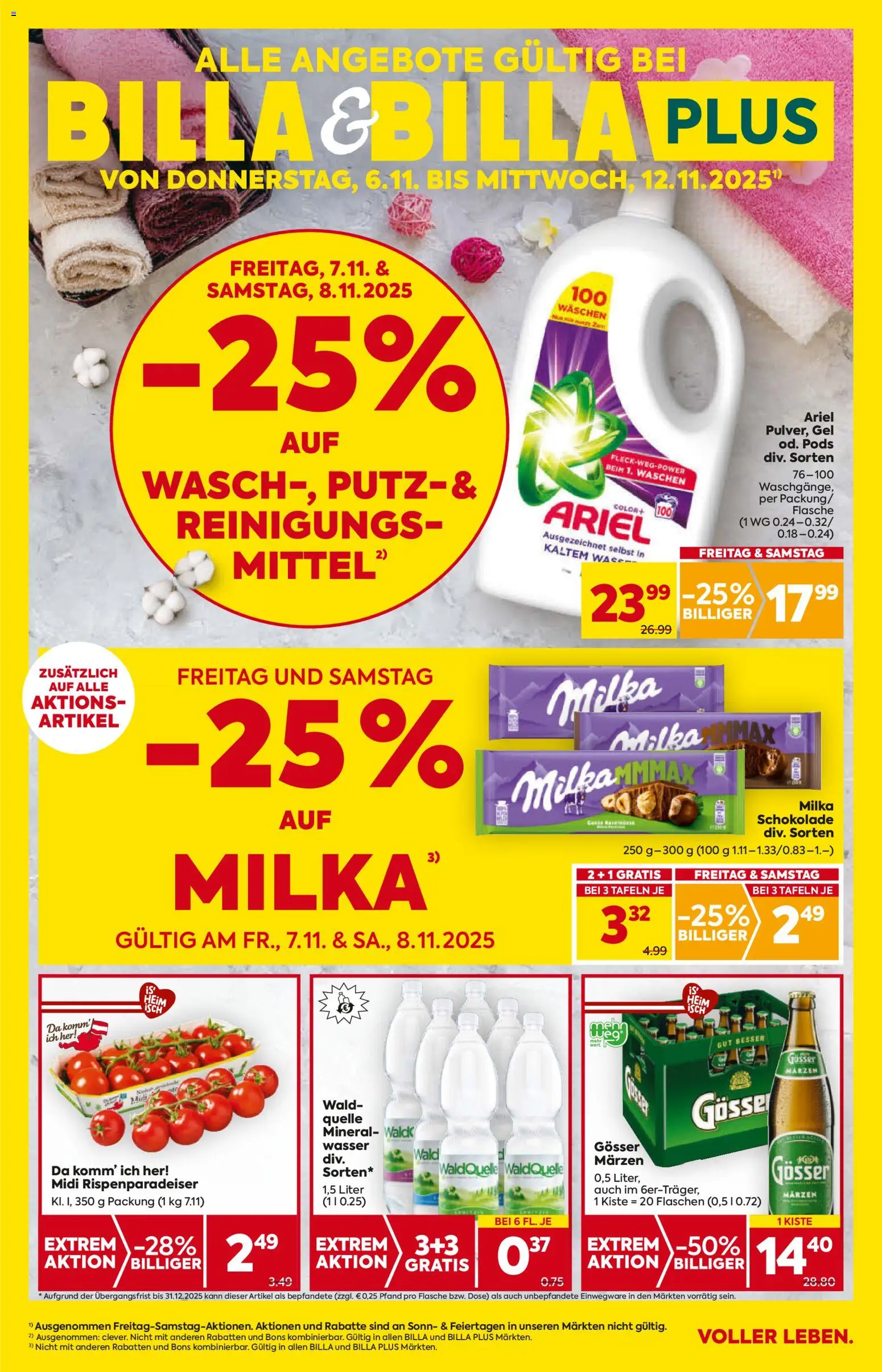 Billa Flugblatt - Kärnten gültig ab 06.11.2025 | Seite: 1 | Produkte: Wasser, Schokolade