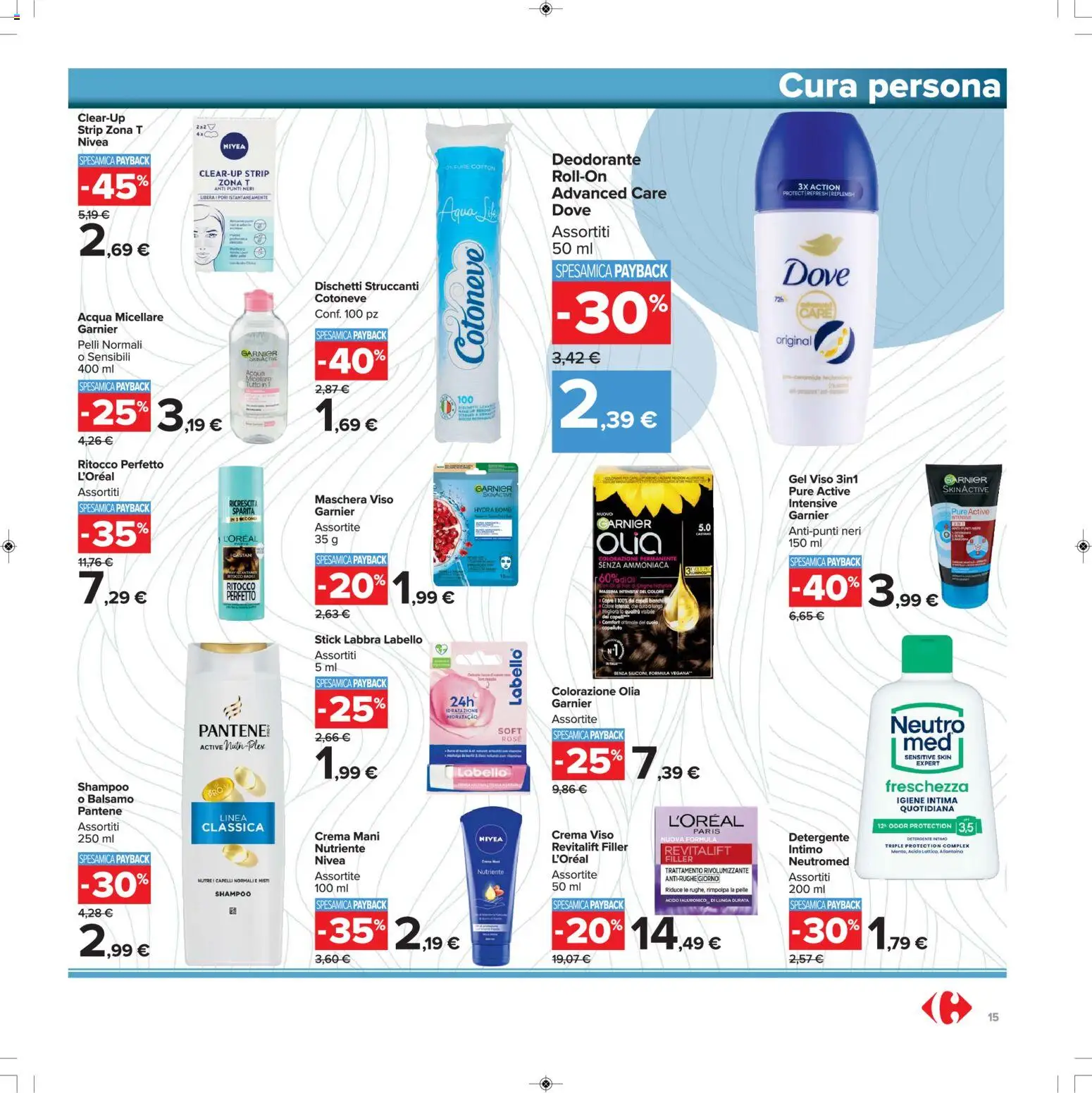 Volantino Carrefour del 15.01.2026 | Pagina: 15 | Prodotti: Maschera, Detergente intimo, Detergente, Intimo