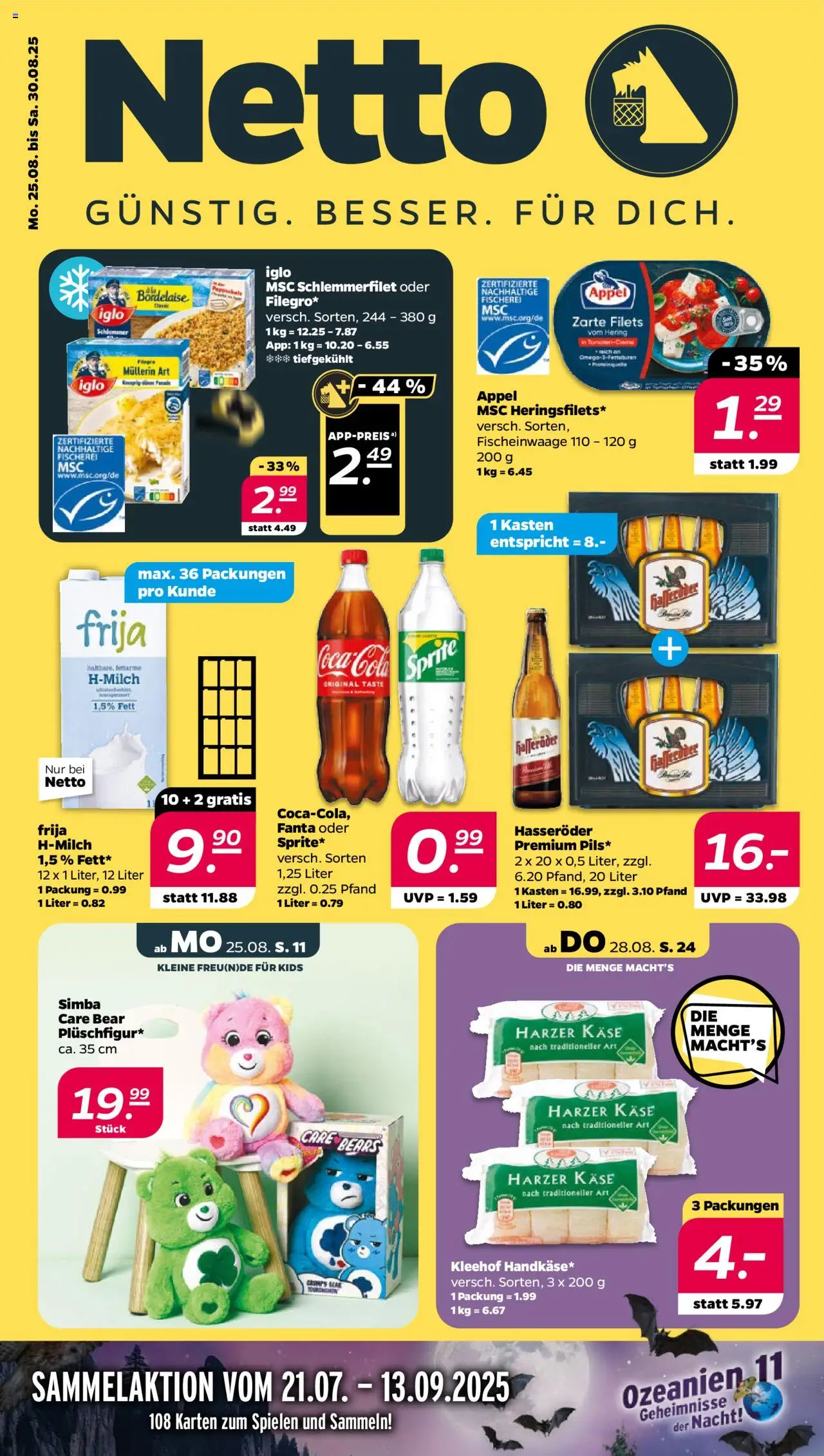 Netto Prospekt 	 - gültig ab dem 25.08.2025 | Seite: 1 | Produkte: Sprite, Käse, Iglo, Hasseröder
