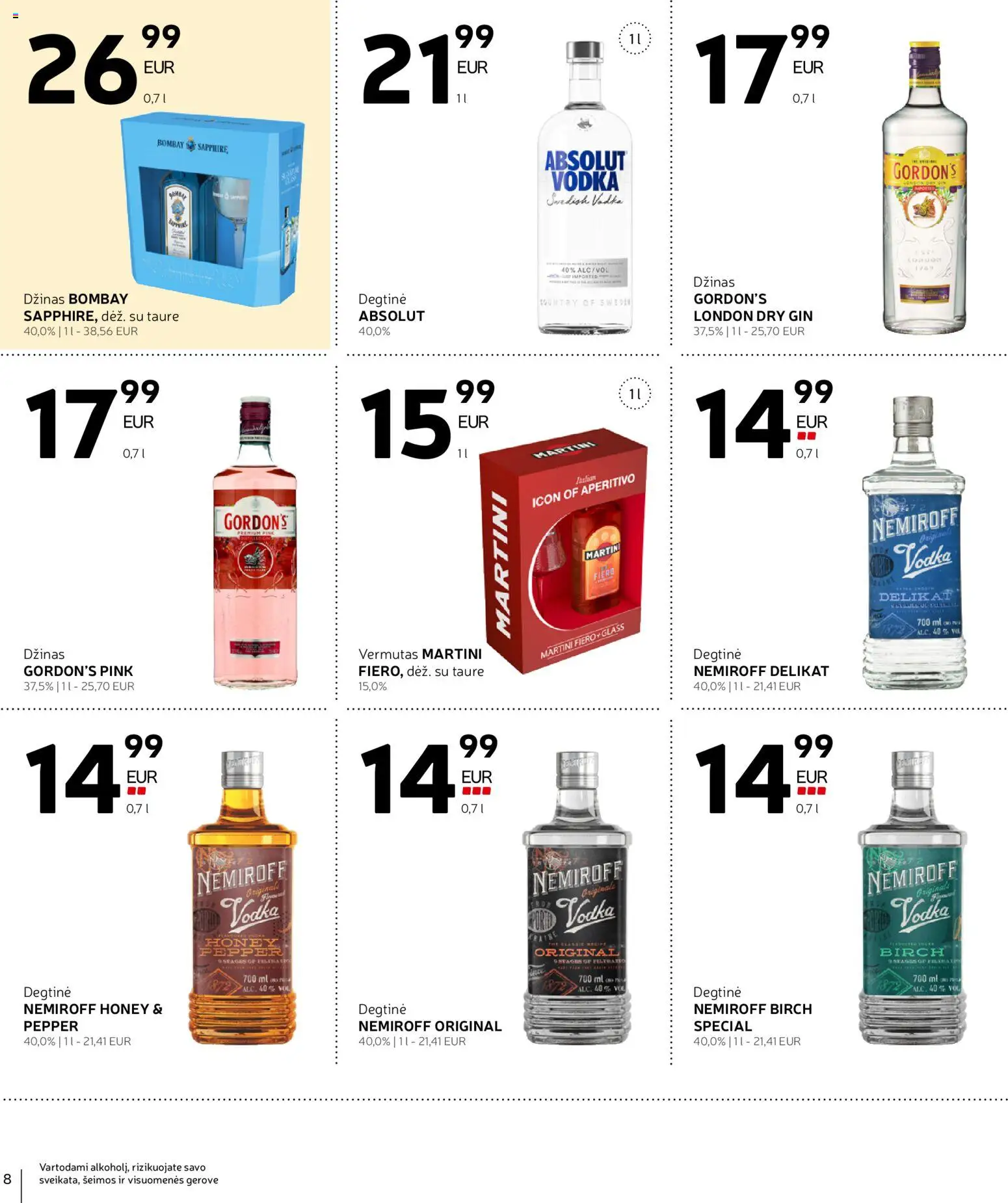 Rimi akcijos nuo 02.12.2025 | Puslapis: 8 | Prekių: Degtinė, Taurė, Džinas