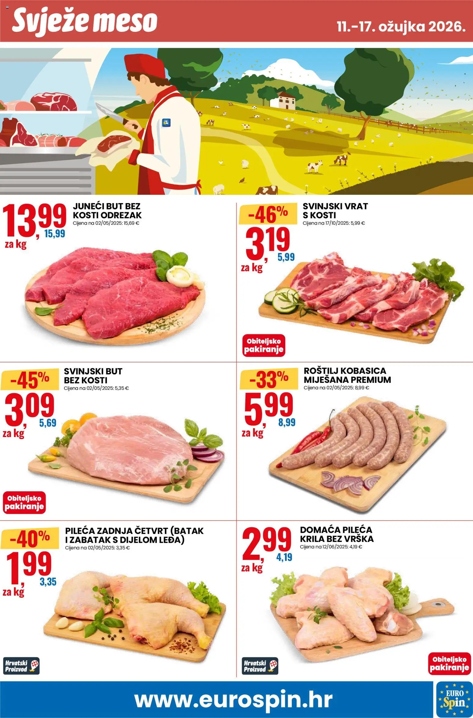 Eurospin katalog | vrijedi od 11.03.2026 | Stranica: 11 | Proizvodi: Roštilj, Juneći but, Meso, Kobasica