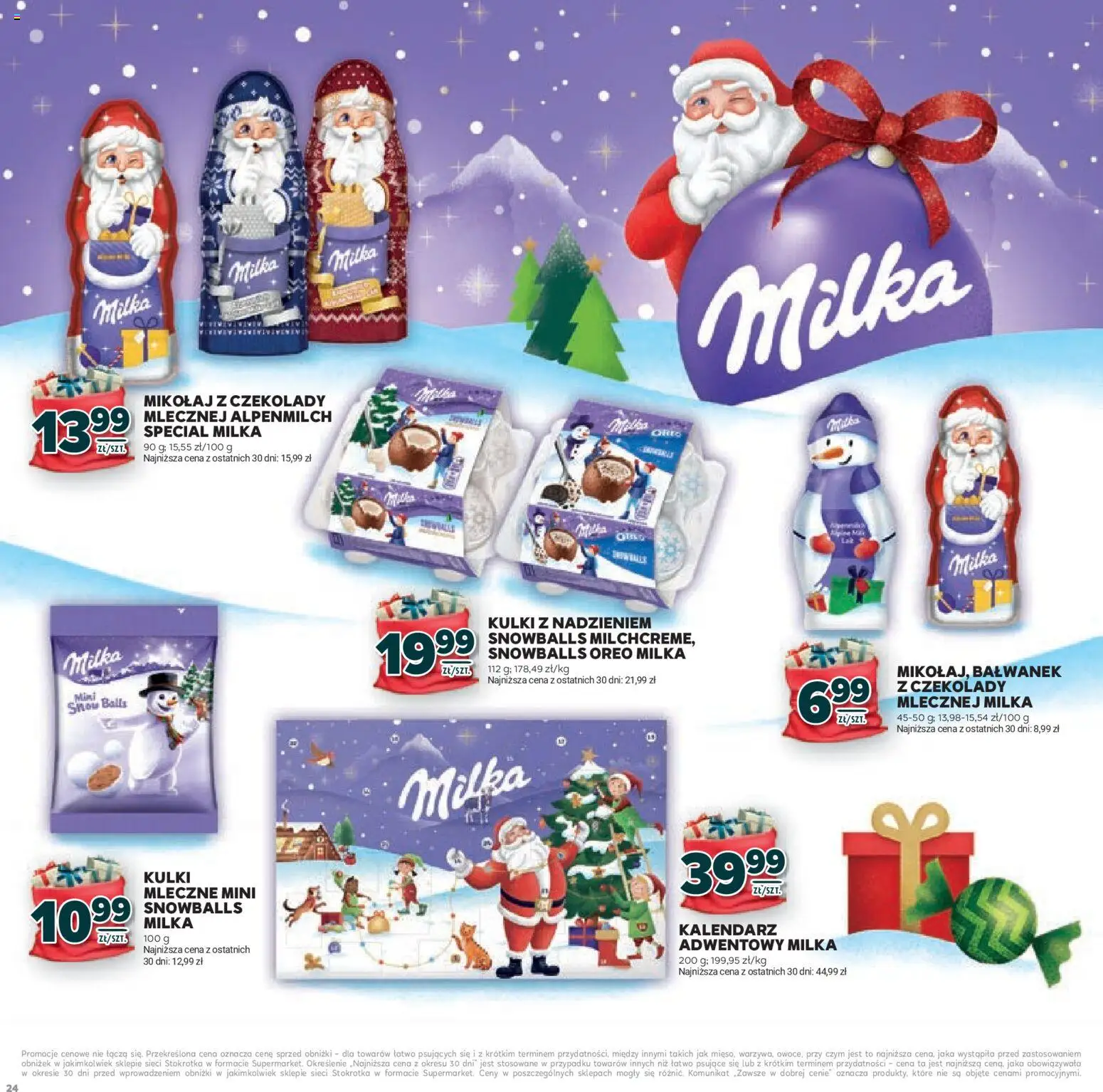 Stokrotka Gazetka - Mikołajki od 20.11.2025 | Strona: 24 | Produkty: Czekolady, Stokrotka, Kalendarz, Milka
