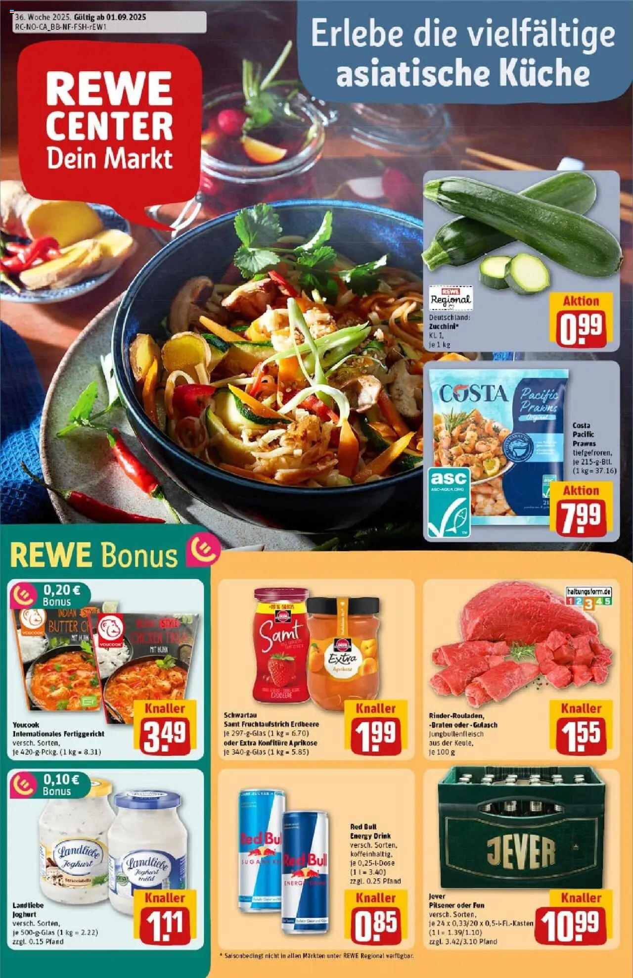 Rewe prospekt Hildesheim	 – gültig ab 01.09.2025 | Seite: 1 | Produkte: Red bull, Küche, Landliebe joghurt, Zucchini