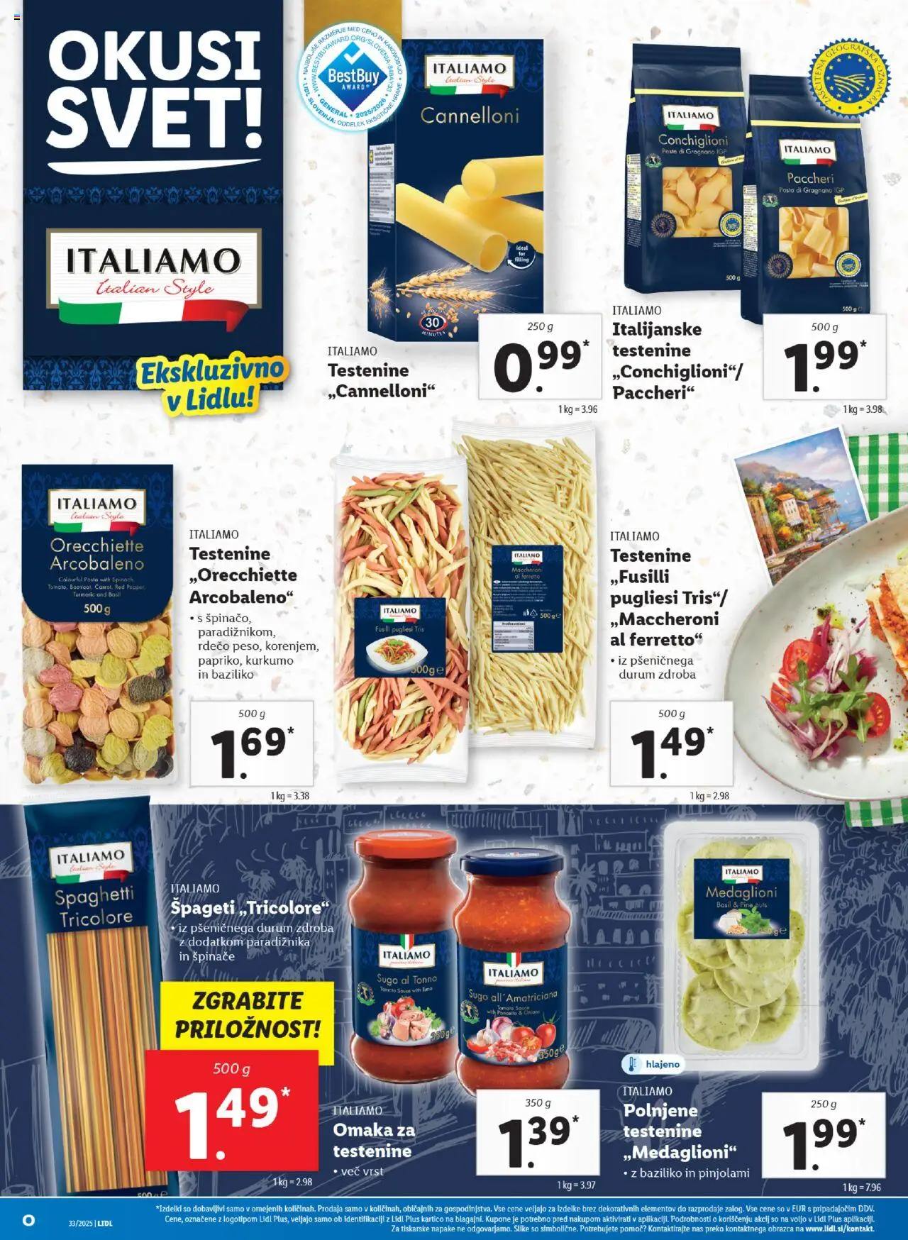 Lidl - Ljubljana │ velja od 14.08.2025 | Stran: 50 | Izdelki: Tuna, Spageti, Testenine, Omaka