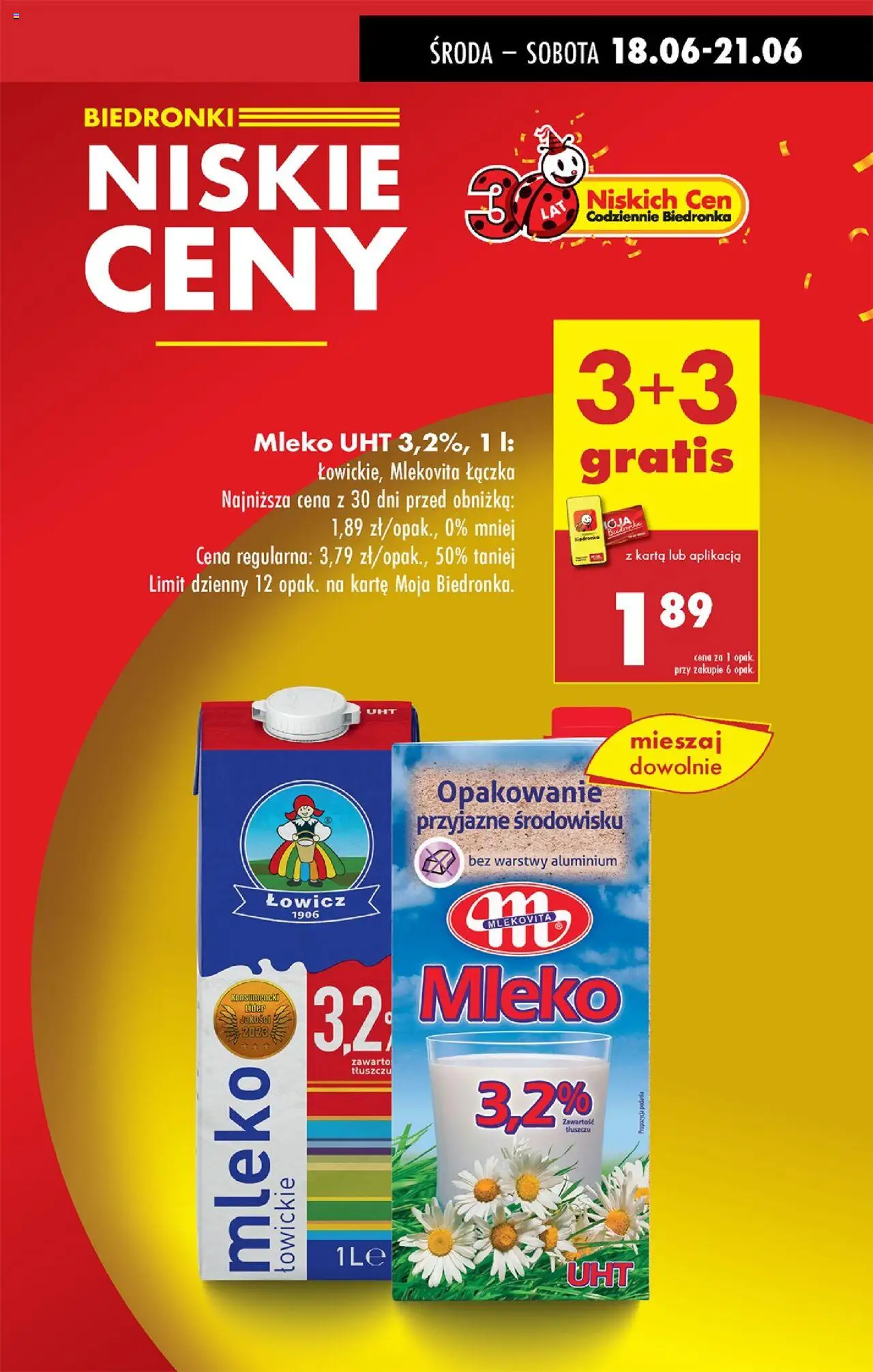 Biedronka gazetka - Oferta W tym tygodniu od 18.06.2025 | Strona: 17 | Produkty: Karta, Mleko