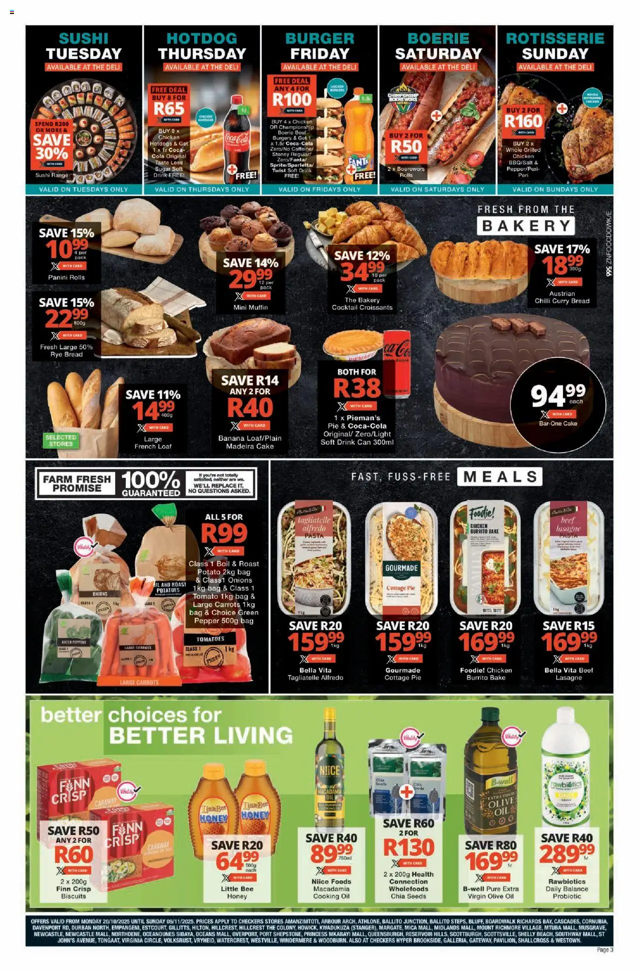 New Checkers catalogue – valid from 20.10.2025 | Page: 3 | Products: Cake, Stoney, Carrots, Sugar
