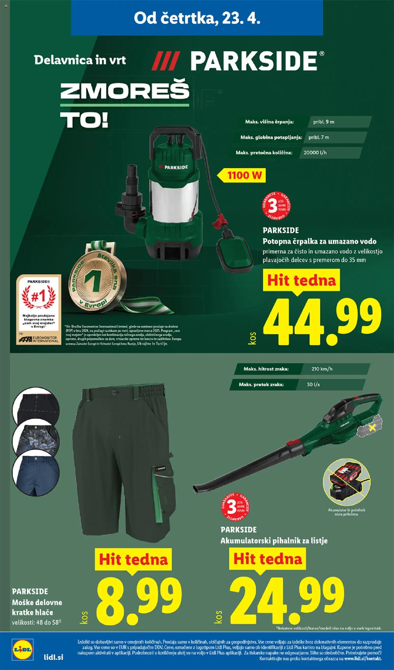Novi Lidl katalog ponudbe – veljaven od 23.04.2026 | Stran: 26 | Izdelki: Črpalka, Akumulator, Hlace, Kratke hlace