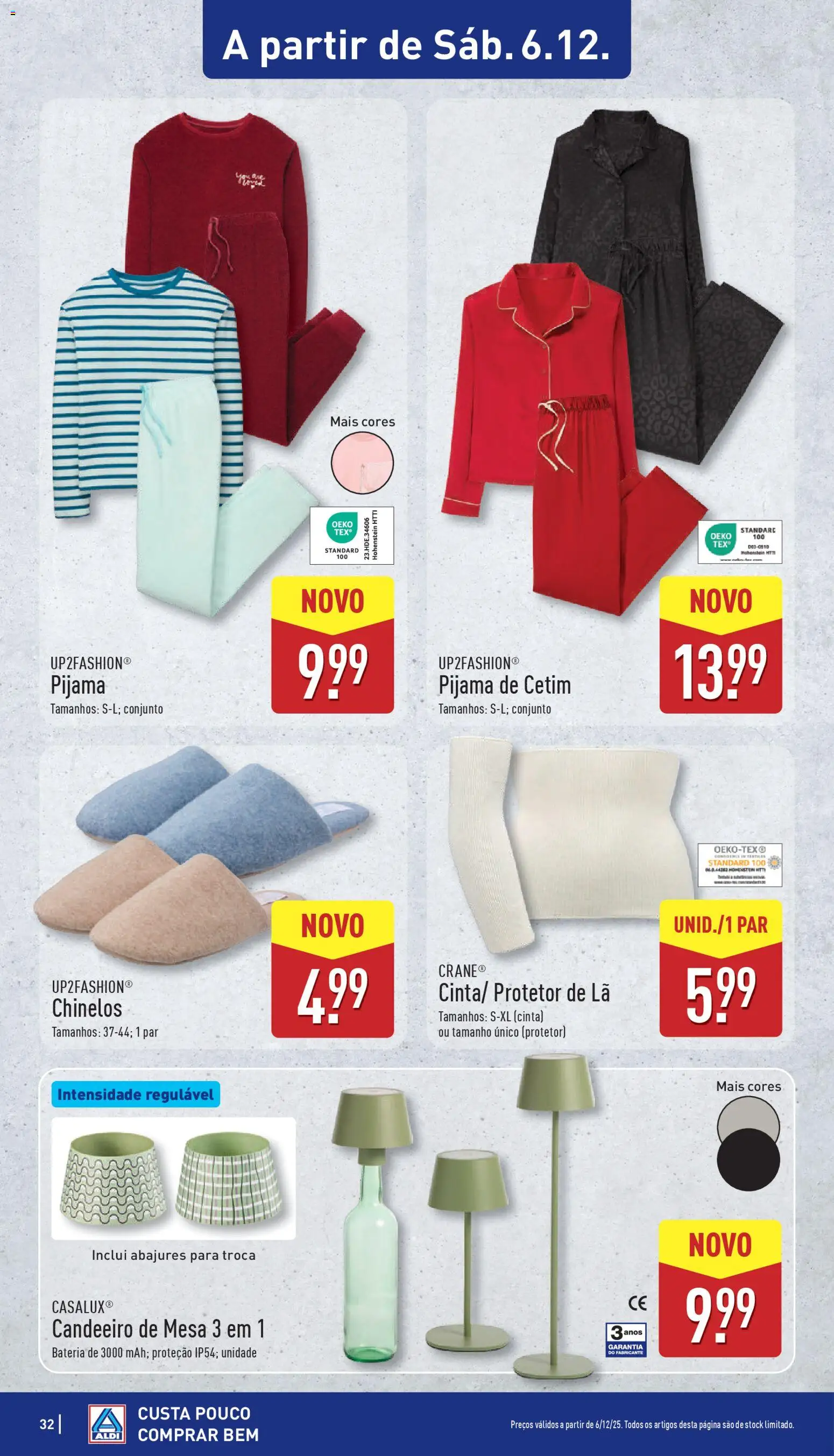 Aldi folheto │ válido de 01.12.2025 | Página: 32 | Produtos: Chinelos, Candeeiro, Mesa, Bateria