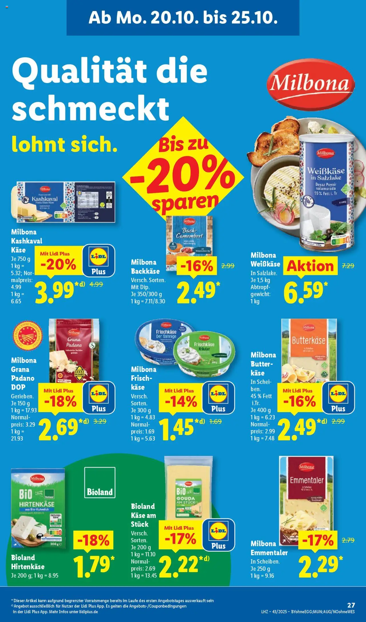 Lidl Prospekt Bremerhaven-Mitte-Nord – gültig ab 20.10.2025 | Seite: 11 | Produkte: Butter, Gouda, Pasta, Frischkase