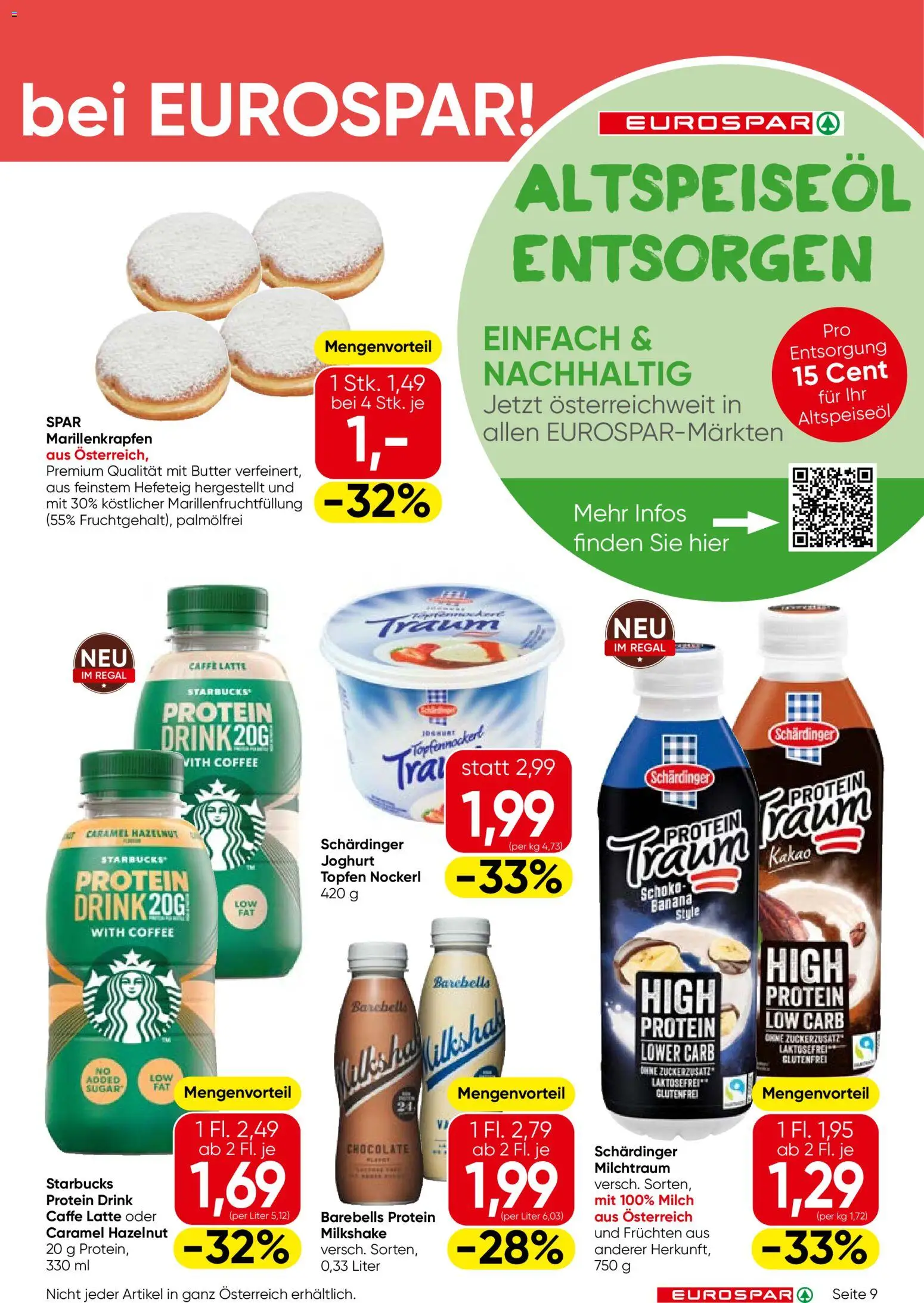 Eurospar Flugblatt gültig ab 06.11.2025 | Seite: 9 | Produkte: Regal, Milch, Butter, Joghurt