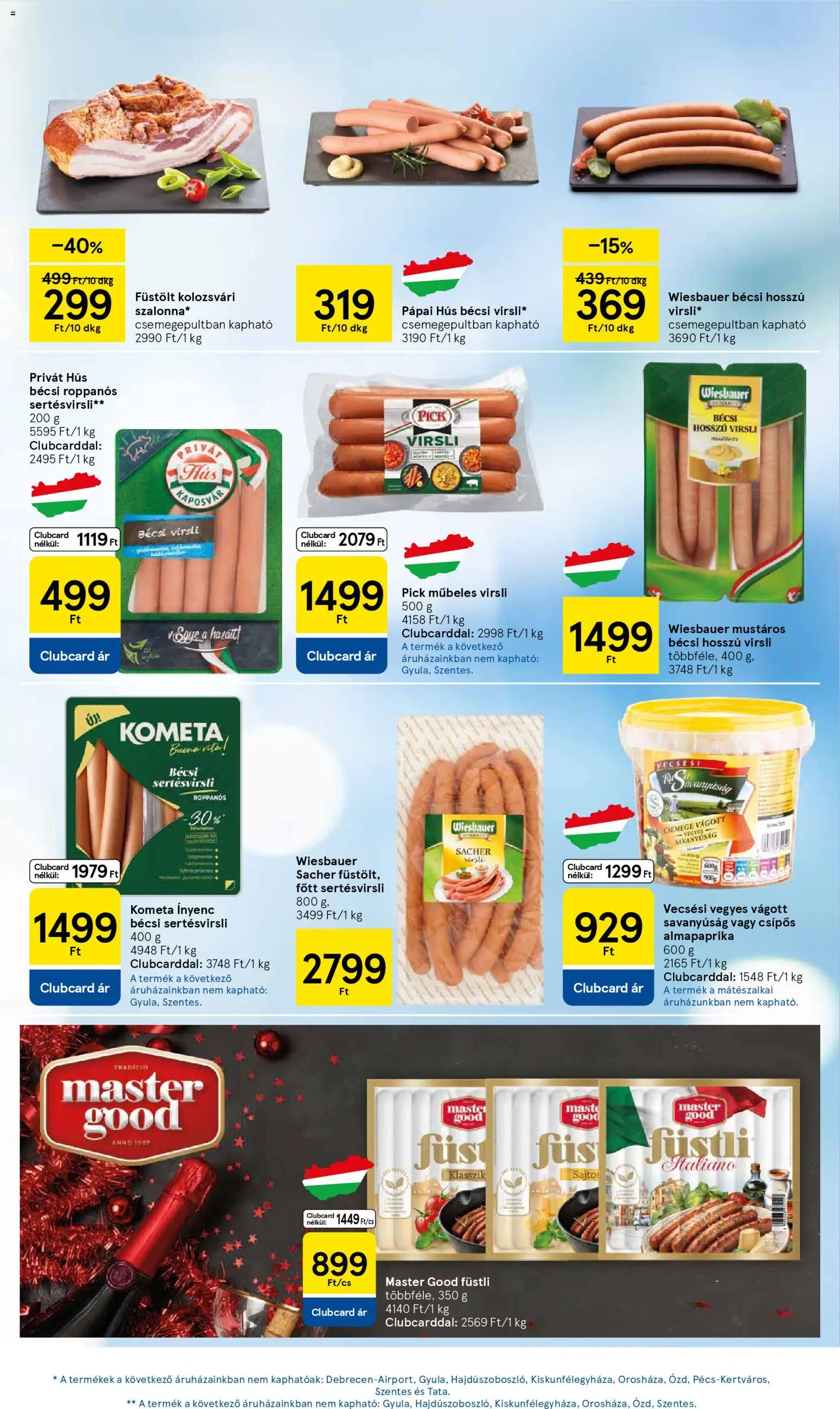 Tesco akciós ujság - amely érvényes a következő dátumtól: 27.12.2025 | Oldal: 15 | Termékek: Virsli, Hús, Pick, Almapaprika