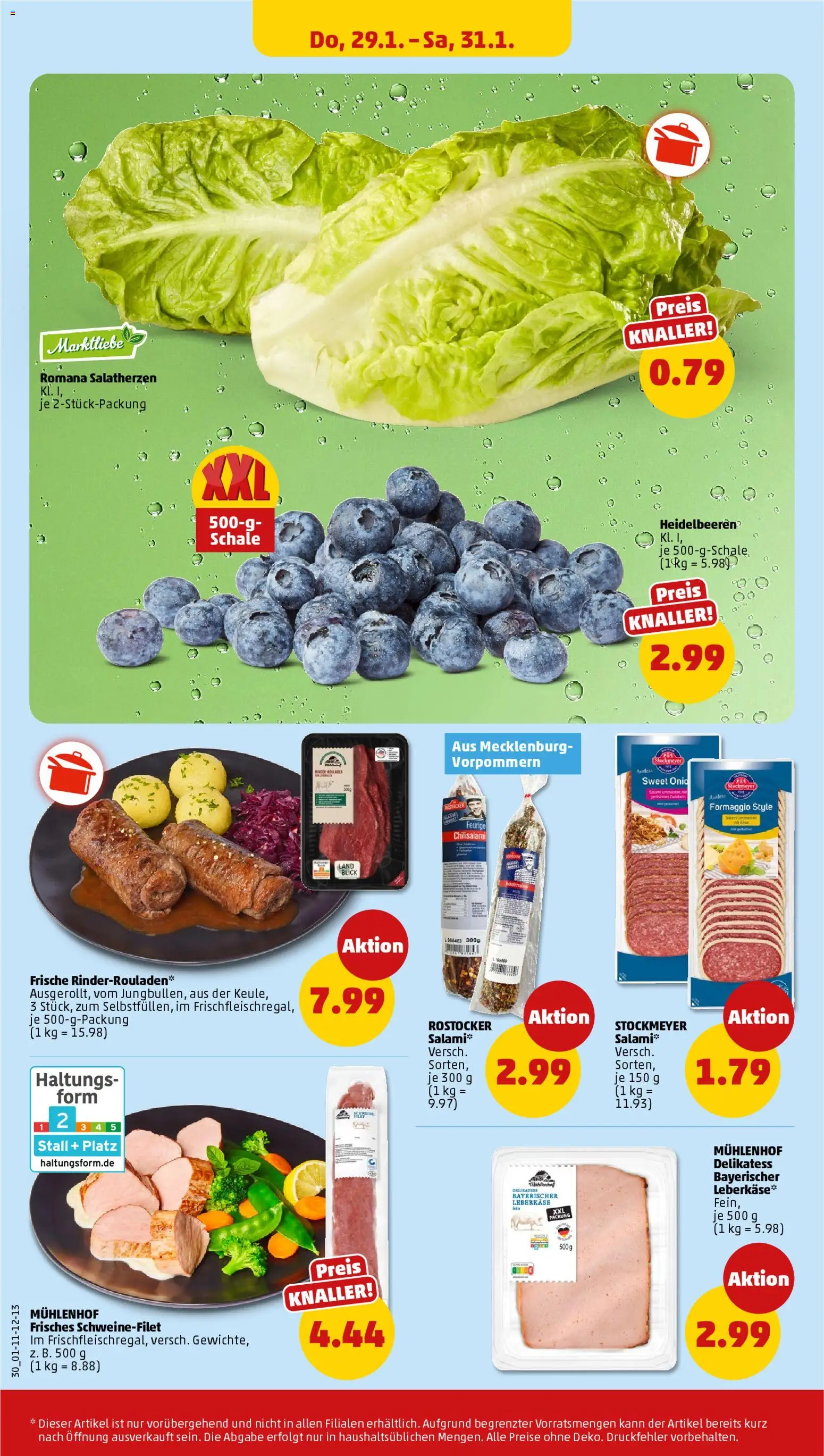 Penny Prospekt 	 – gültig ab 26.01.2026 | Seite: 32 | Produkte: Rinderrouladen, Schweinefilet, Salami, Leberkase