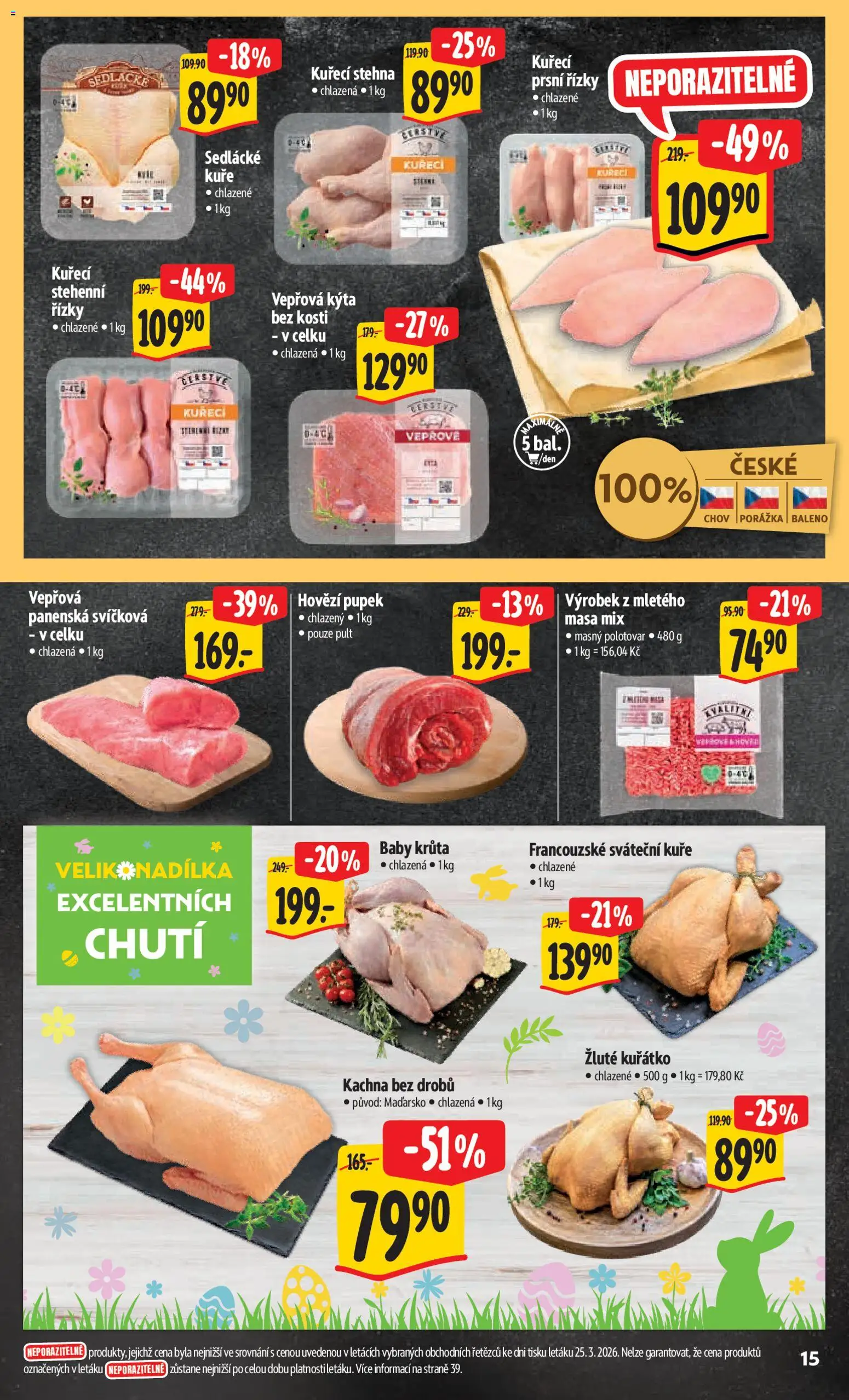 Albert leták - Hypermarket od 01.04.2026 | Strana: 23 | Produkty: Hovězí pupek, Krůta, Kachna, Kuřecí stehna