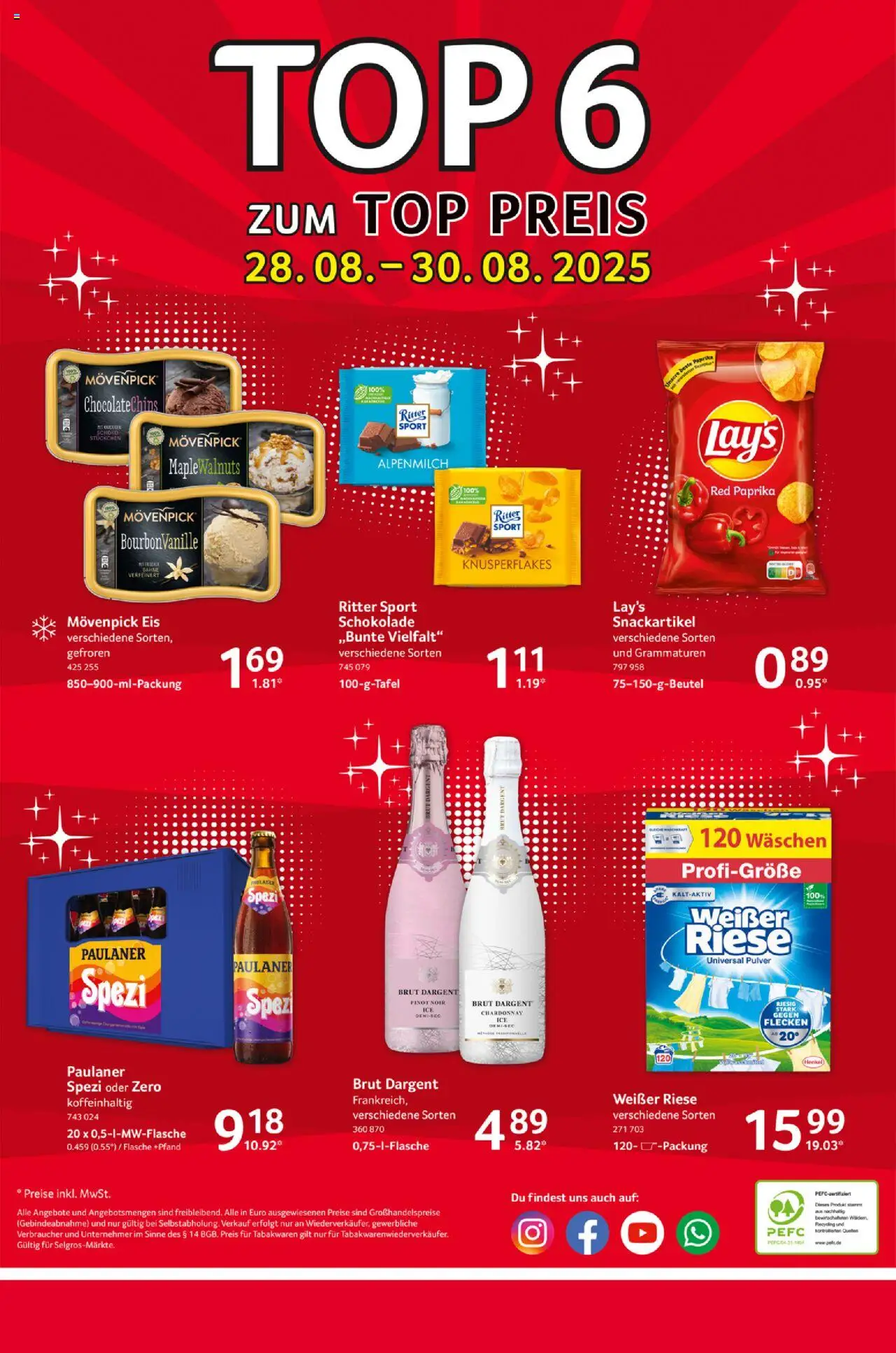 Selgros Prospekt 	 - gültig ab dem 28.08.2025 | Seite: 24 | Produkte: Schokolade, Paulaner spezi, Brut dargent, Sahne