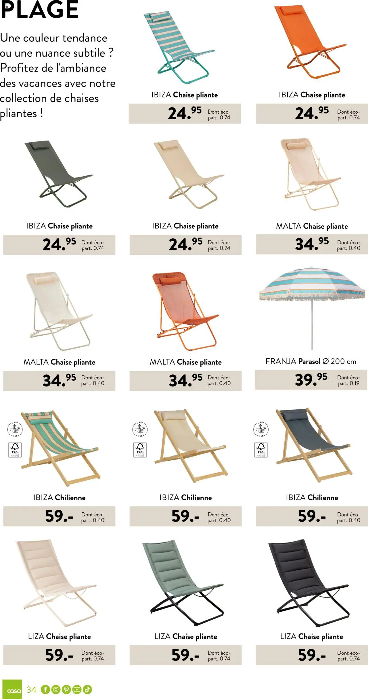  | Page: 34 | Produits: Chaise pliante, Chaise, Chilienne, Parasol