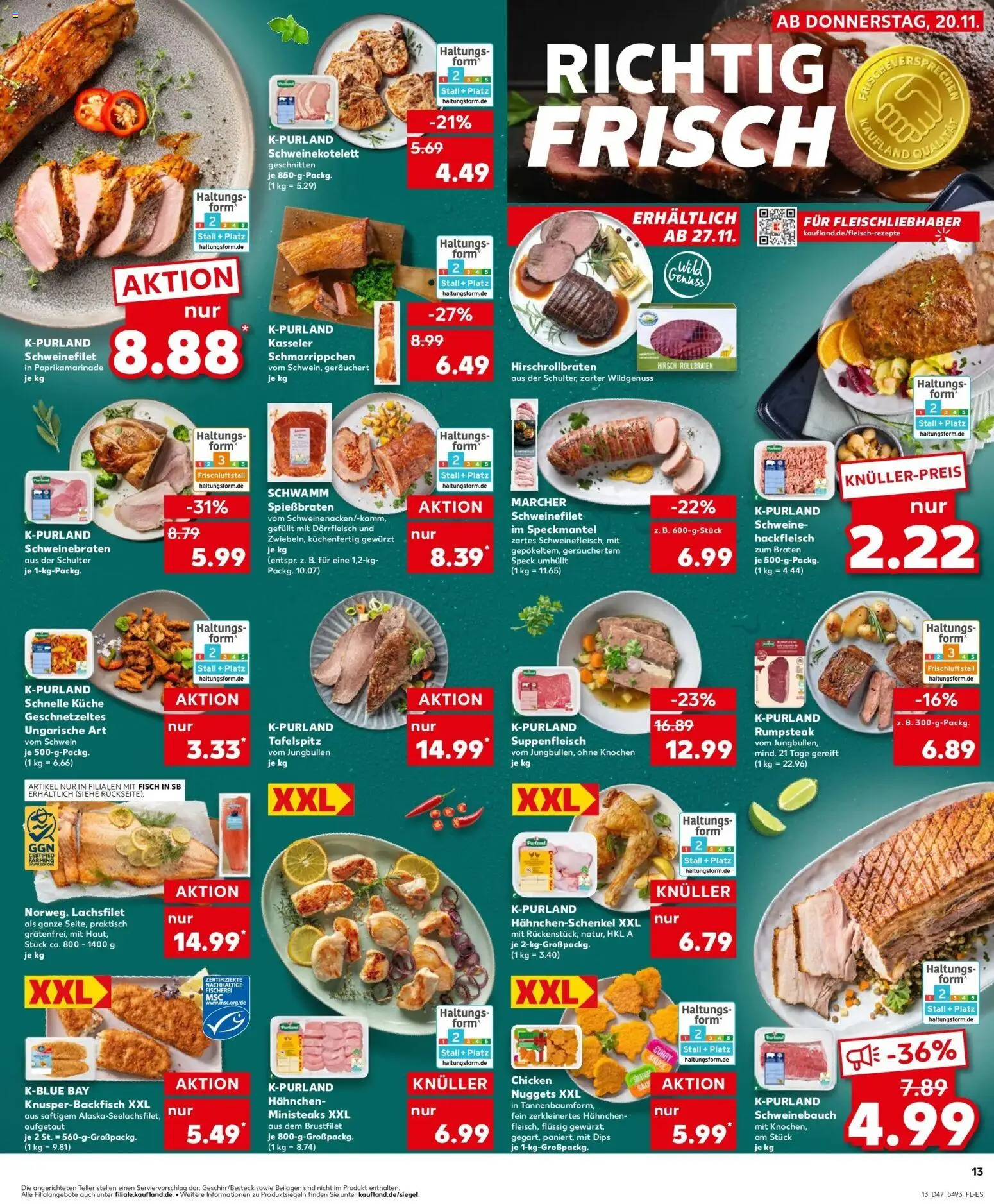Kaufland prospekt Leonberg	 – gültig ab 20.11.2025 | Seite: 13 | Produkte: Rumpsteak, Tafelspitz, Fisch, Suppenfleisch