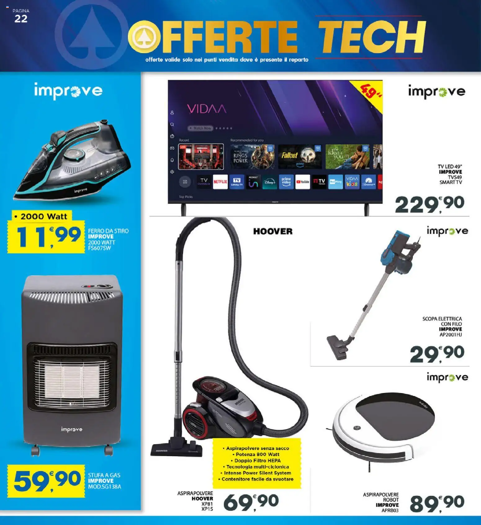 Volantino Eurospar del 29.12.2025 | Pagina: 22 | Prodotti: Stufa, Scopa, TV, Contenitore