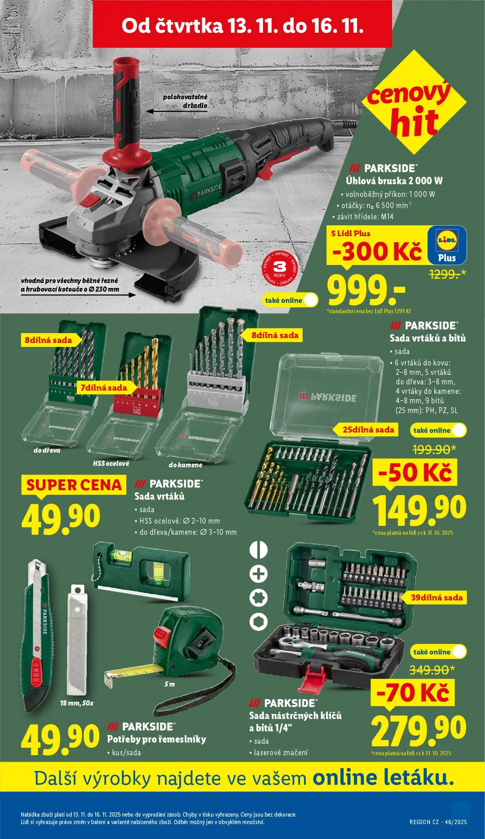 Lidl leták od 13.11.2025 | Strana: 47 | Produkty: Parkside, Bruska, Úhlová bruska