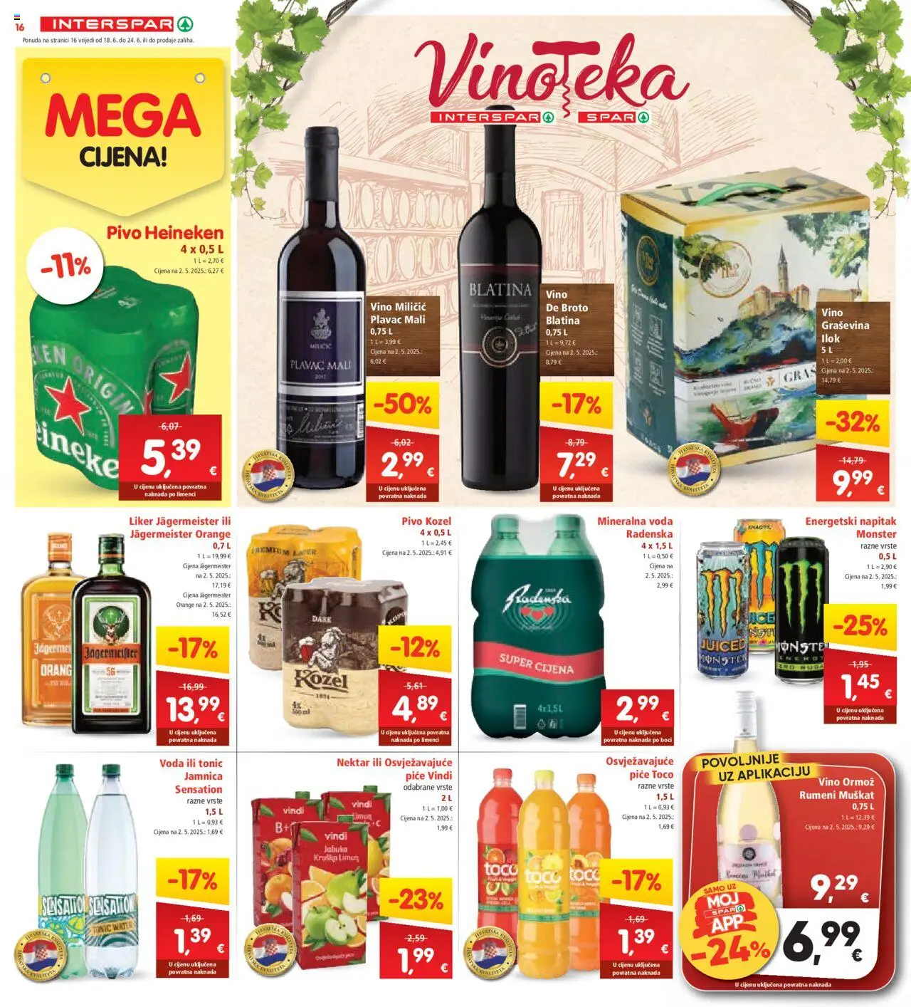 Interspar katalog | vrijedi od 18.06.2025 | Stranica: 16 | Proizvodi: Jägermeister, Radenska, Liker, Vinoteka