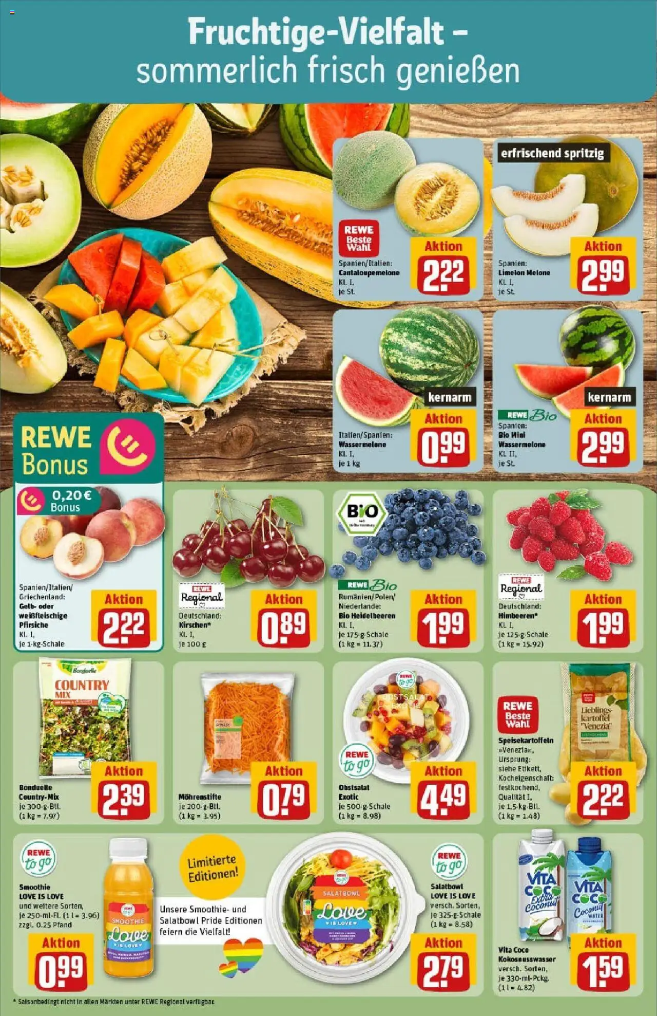 Rewe prospekt Butzbach	 - gültig ab dem 29.06.2025 | Seite: 8 | Produkte: Heidelbeeren, Wassermelone, Melone