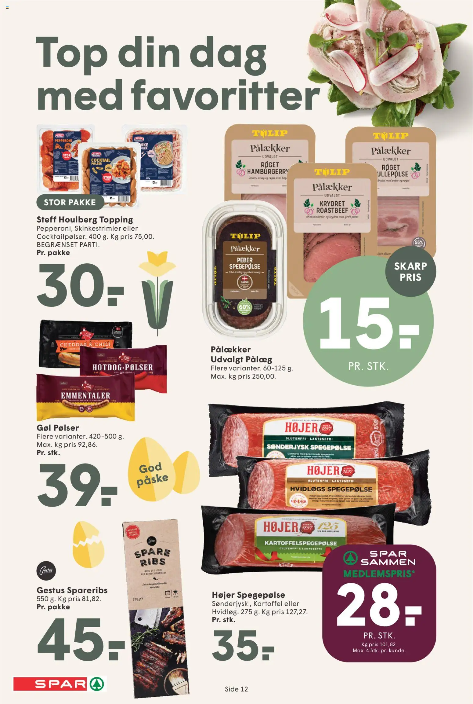Spar tilbudsavis – gyldig fra 27.03.2026 | Side: 12 | Produkter: Spegepølse, Peber, Spareribs, Roastbeef