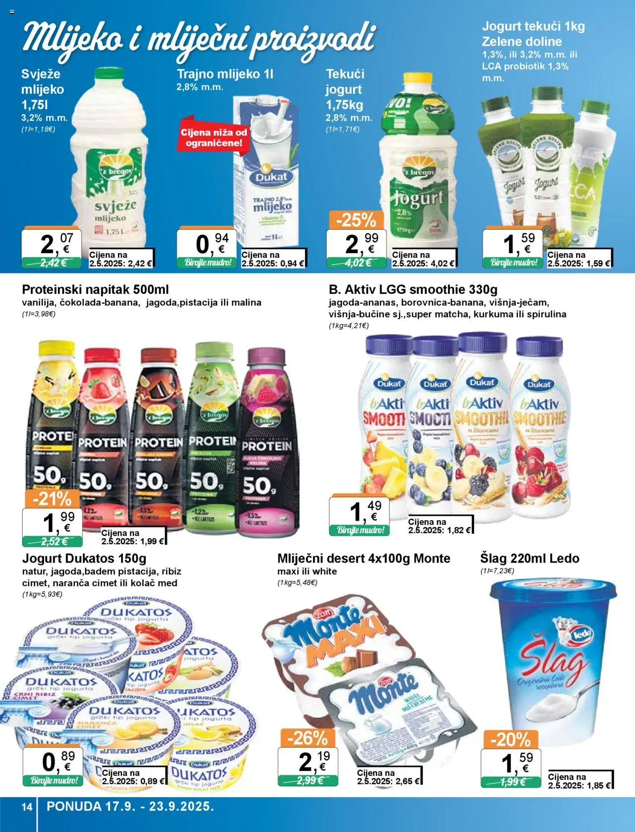 KTC katalog | vrijedi od 17.09.2025 | Stranica: 14 | Proizvodi: Med, Mlijeko, Smoothie, Šlag