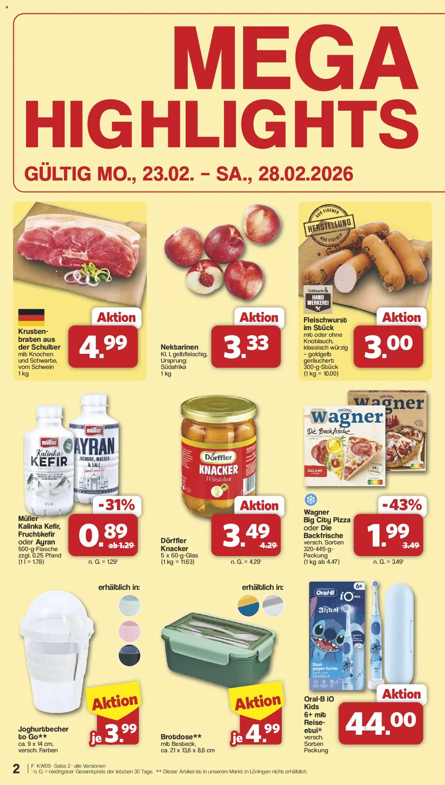 Famila Nordwest Prospekt 	 – gültig ab 23.02.2026 | Seite: 2 | Produkte: Kefir, Nektarinen, Wasser, Pizza