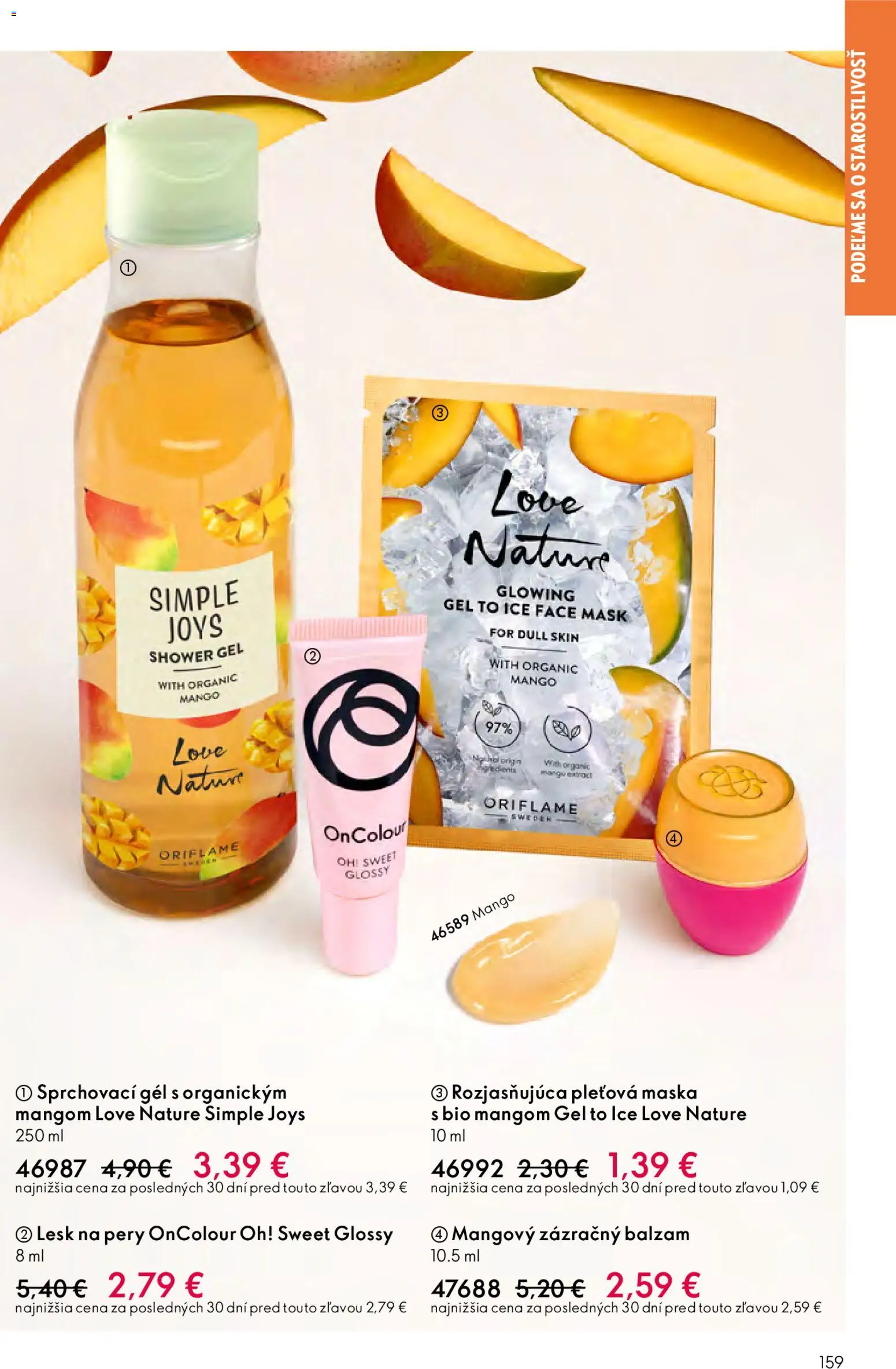 Nové Oriflame akcie – leták je platný od 06.05.2026 | Strana: 159 | Produkty: Lesk na pery, Maska, Mango