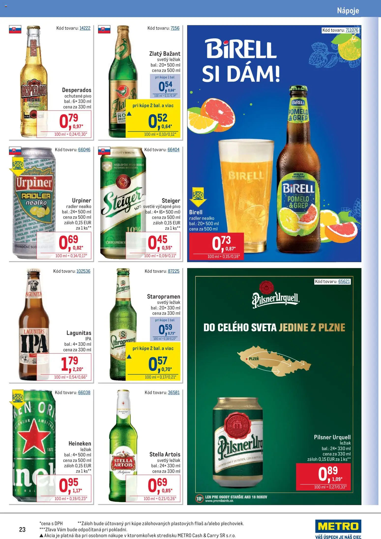 Nové Metro akcie – leták je platný od 10.12.2025 | Strana: 23 | Produkty: Pilsner Urquell, Desperados, Zlatý Bažant, Urpiner